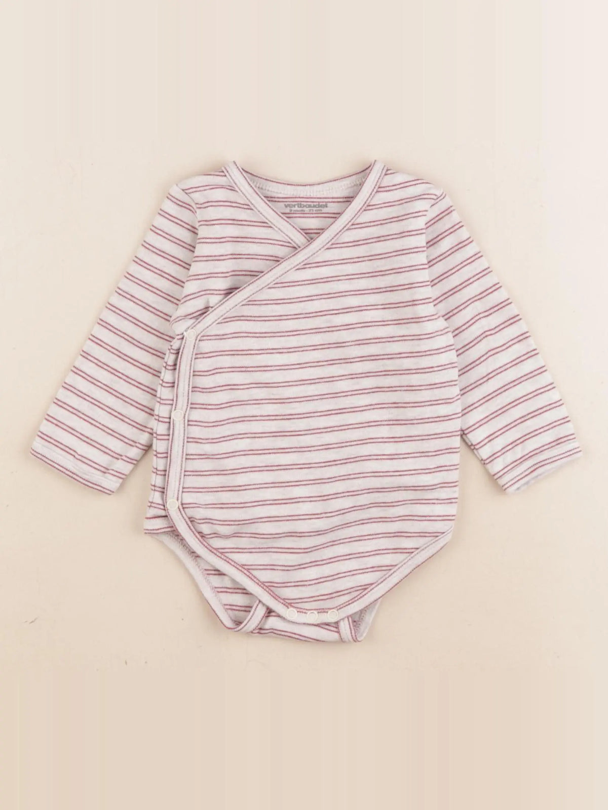 Vertbaudet - body rouge, beige - 9 mois