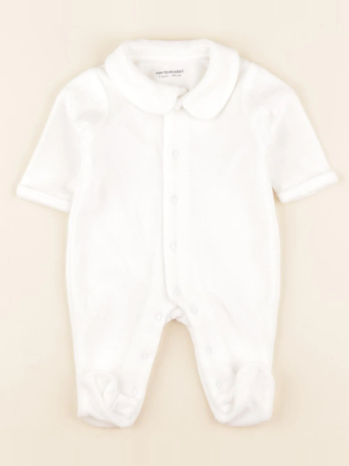 Vertbaudet - pyjama velours blanc - 1 mois