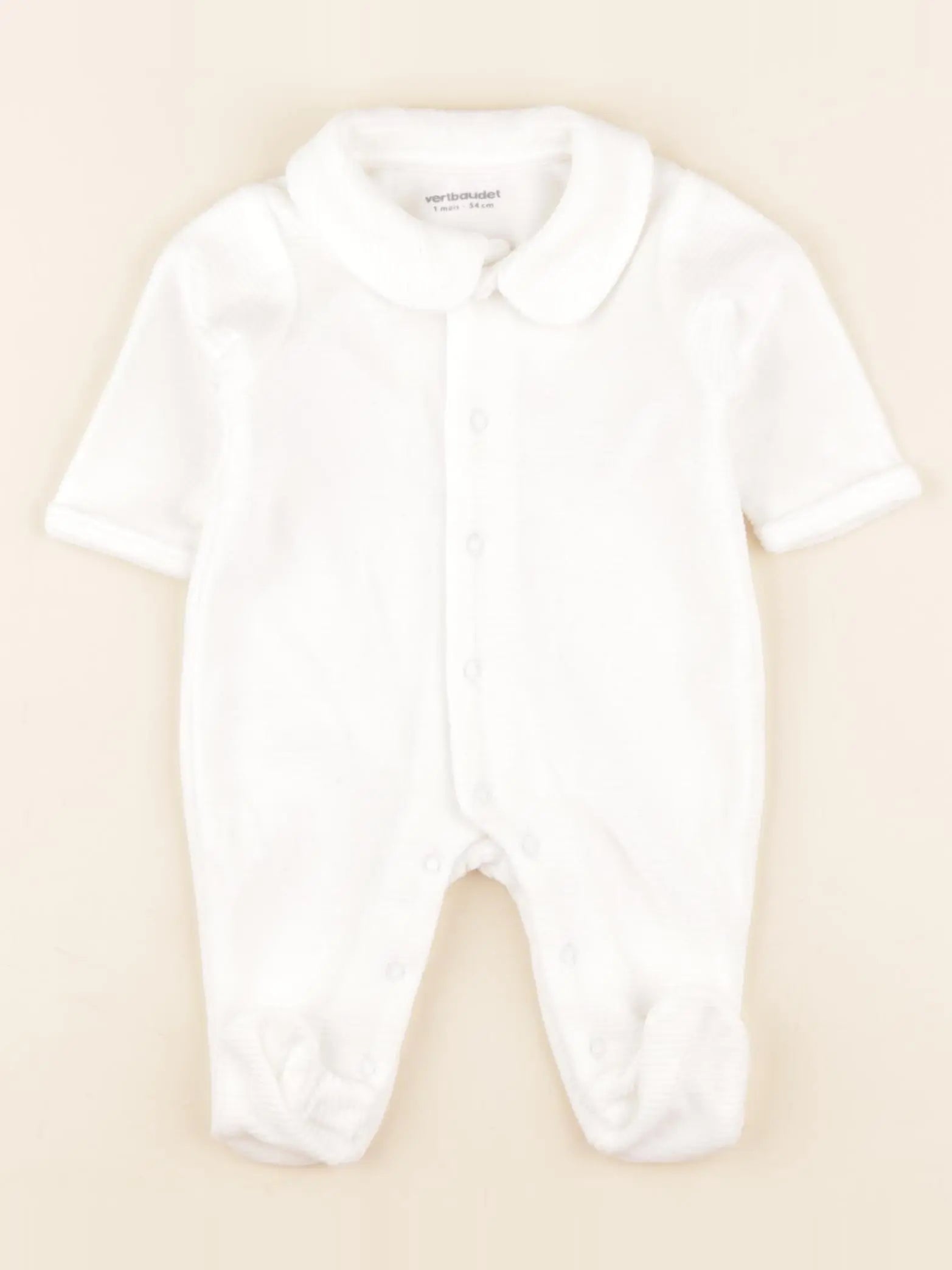 Vertbaudet - pyjama velours blanc - 1 mois