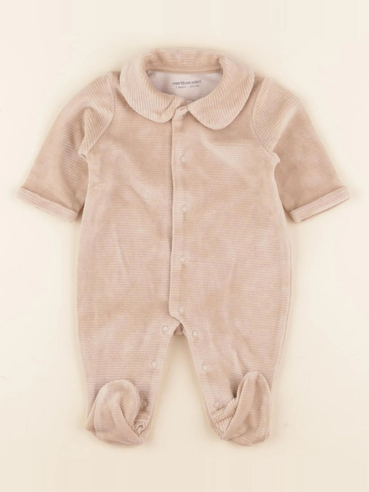 Vertbaudet - pyjama velours beige - 1 mois