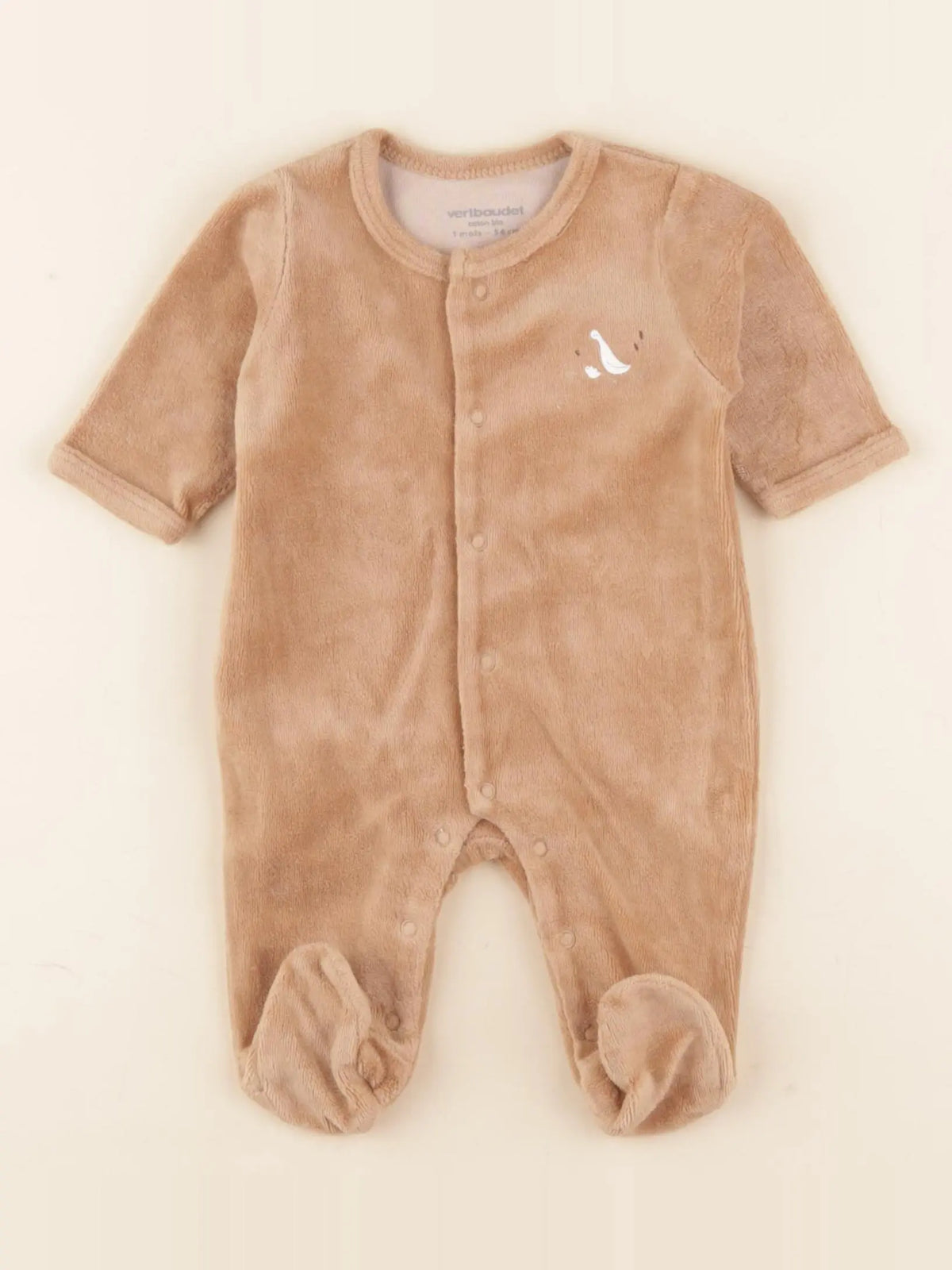 Vertbaudet - pyjama velours marron - 1 mois