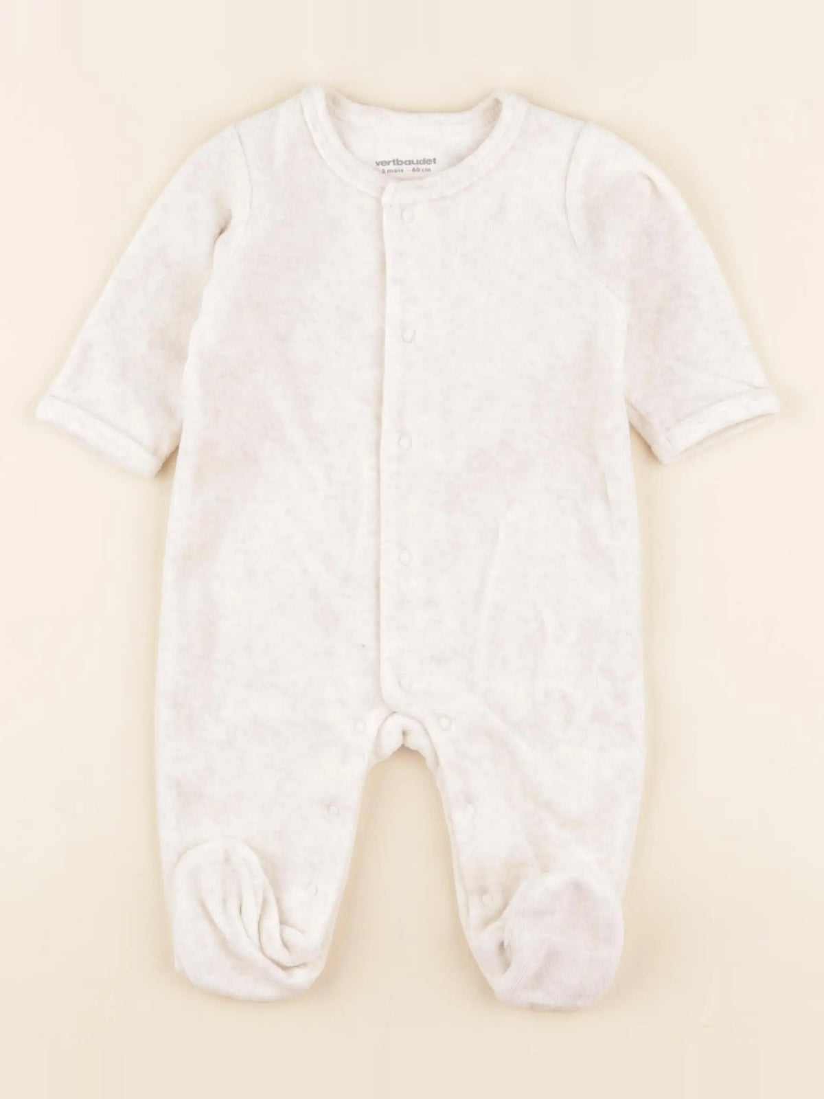 Vertbaudet - pyjama velours beige - 3 mois