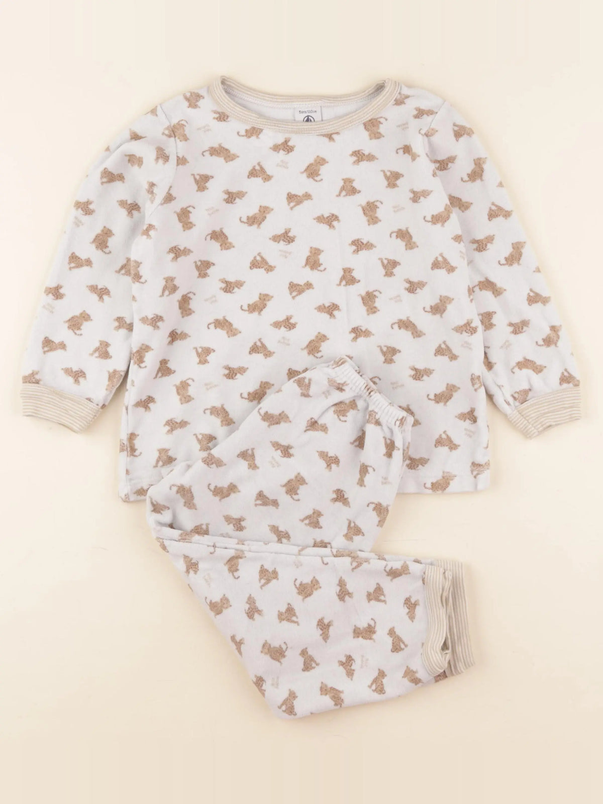 Petit Bateau - pyjama velours beige - 5 ans