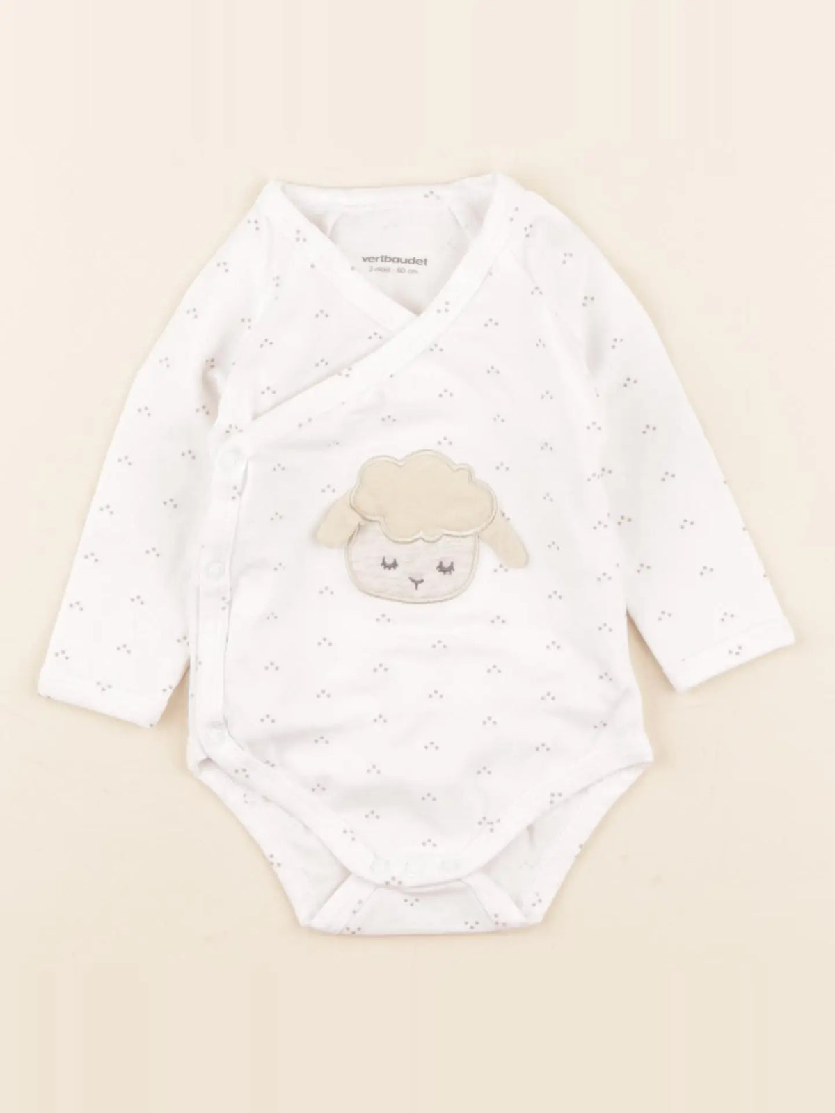 Vertbaudet - body blanc, or - 3 mois