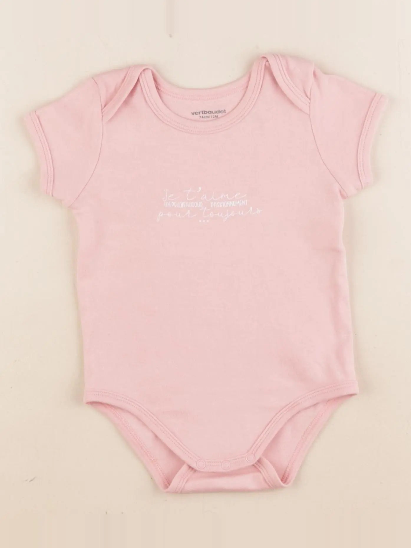 Vertbaudet - body rose - 12 mois