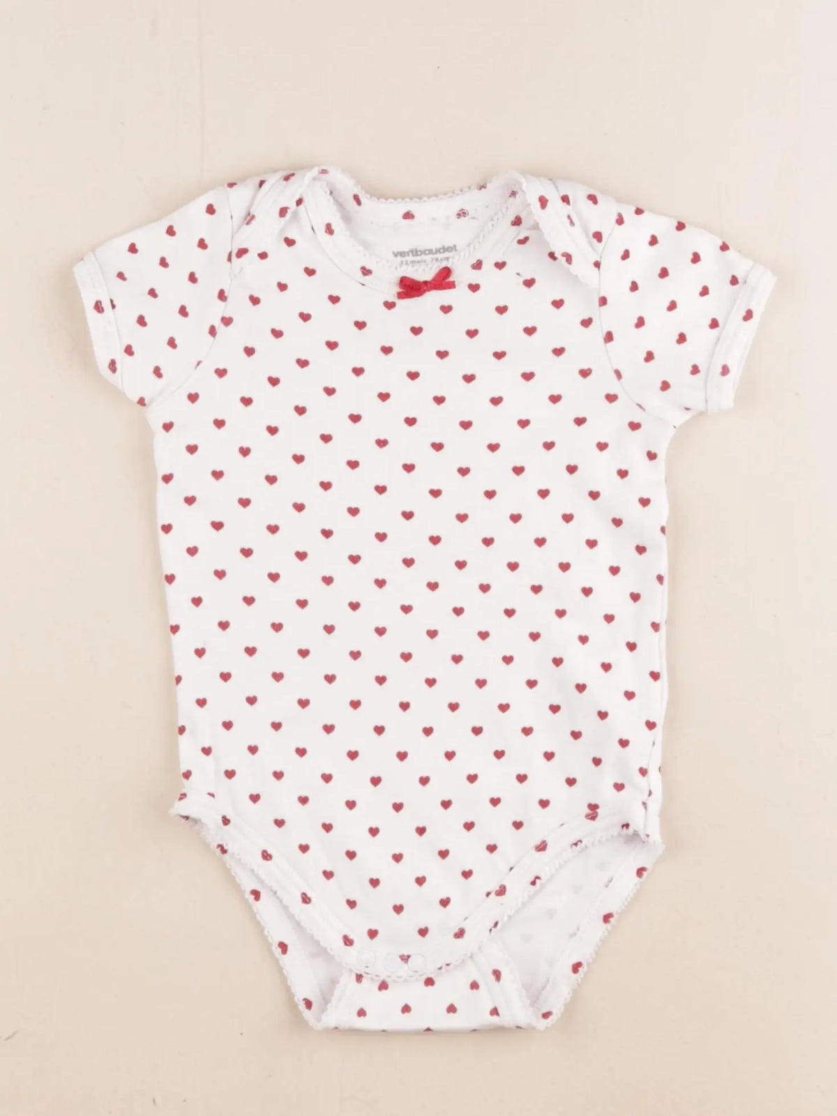Vertbaudet - body blanc, rouge - 12 mois