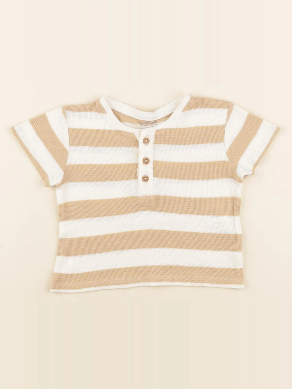 Vertbaudet - tee-shirt beige, marron - 12 mois