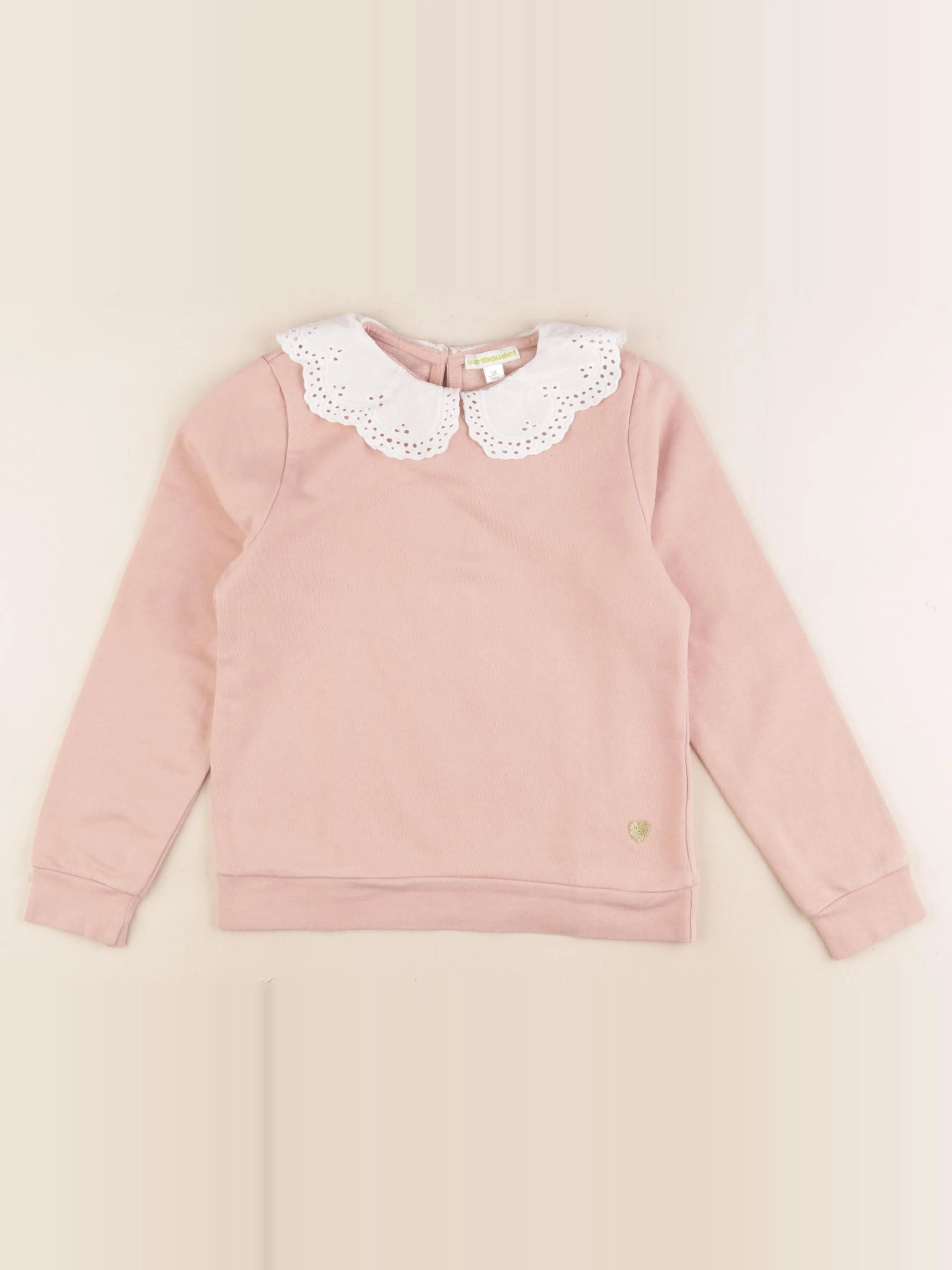 Vertbaudet - sweat rose - 8 ans