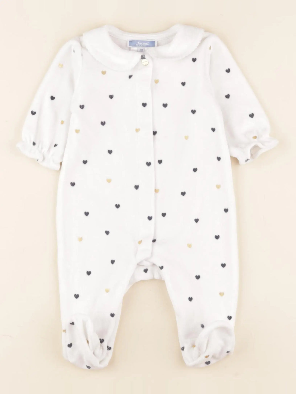 Jacadi - pyjama velours blanc, or - 3 mois