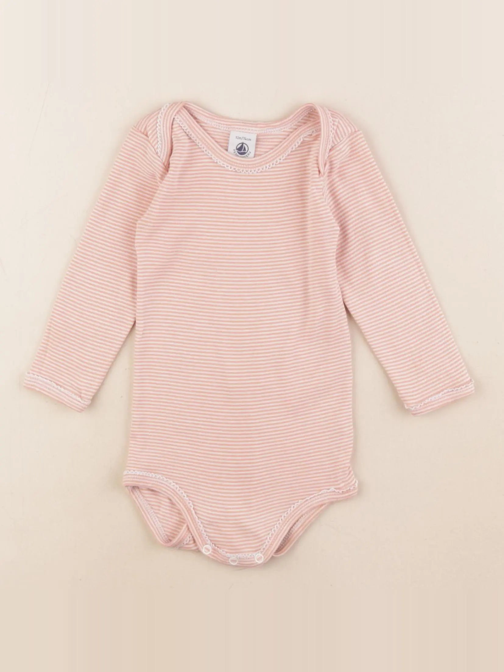 Petit Bateau - body rose - 12 mois