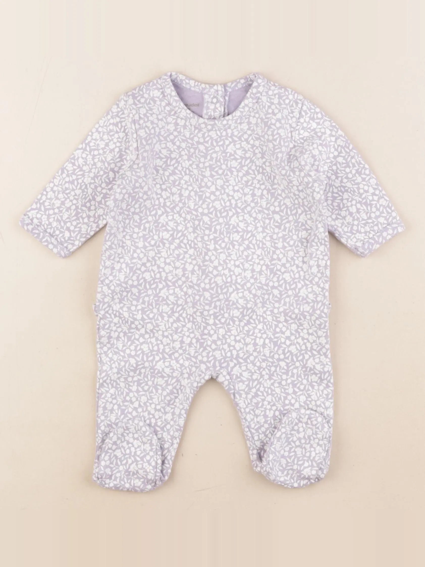 Vertbaudet - pyjama coton blanc, violet - 3 mois