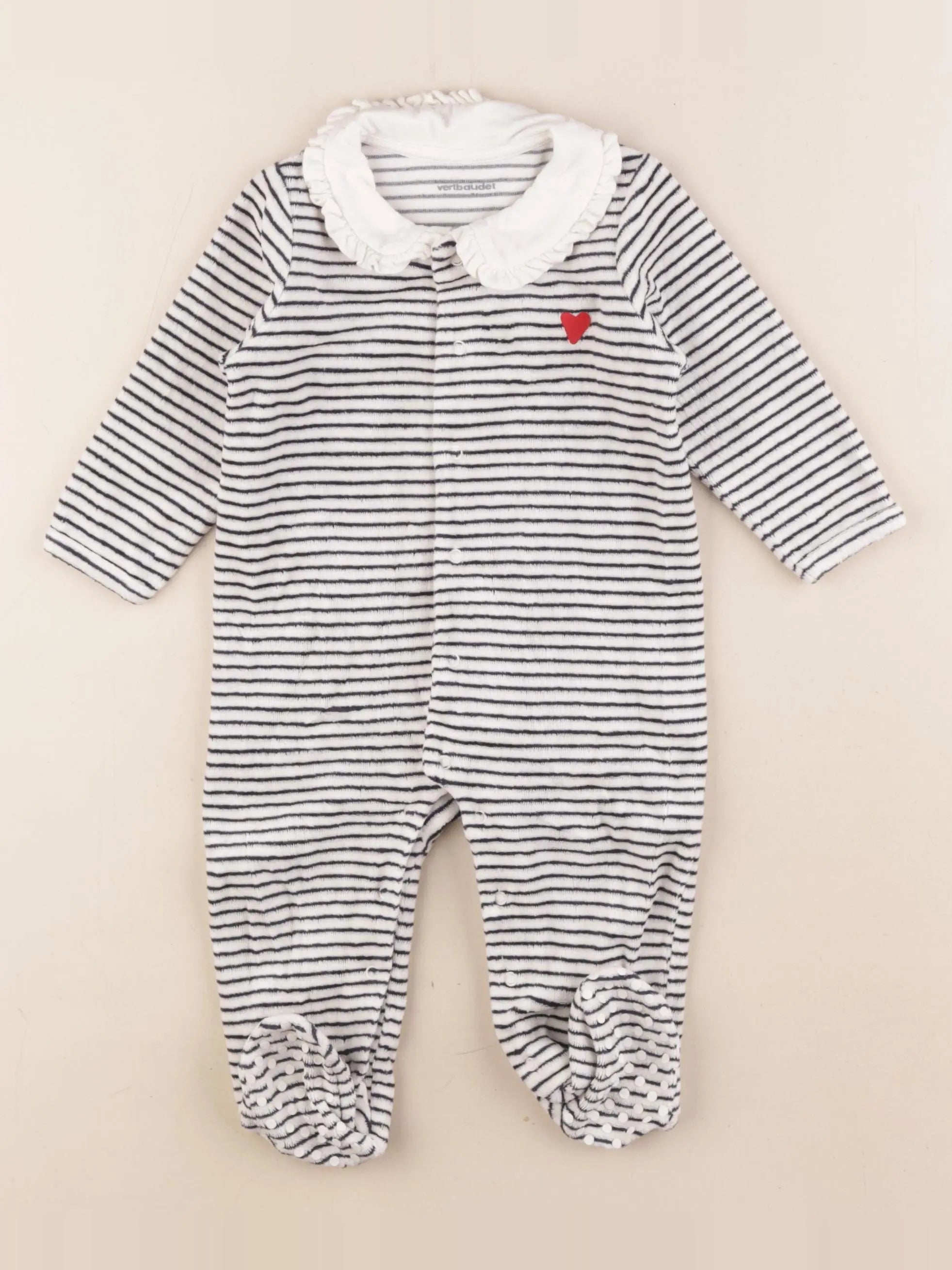 Vertbaudet - pyjama velours blanc, bleu - 9 mois