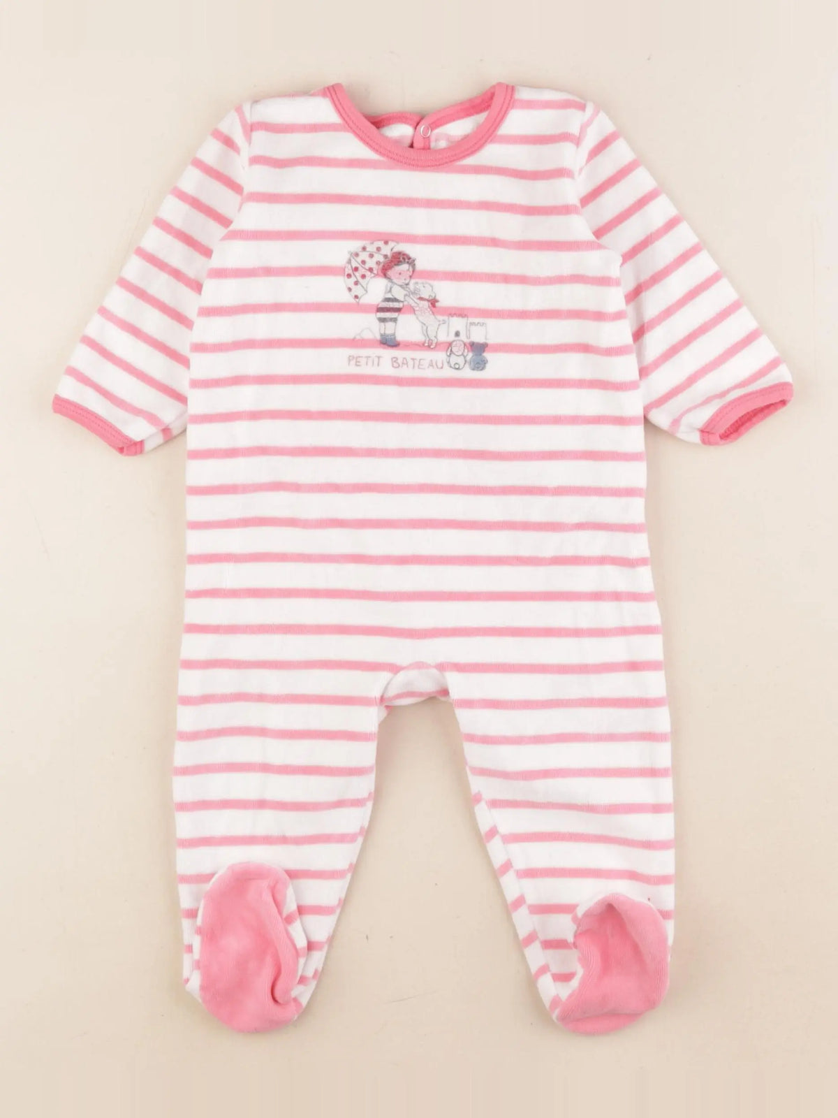 Petit Bateau - pyjama velours rose - 9 mois