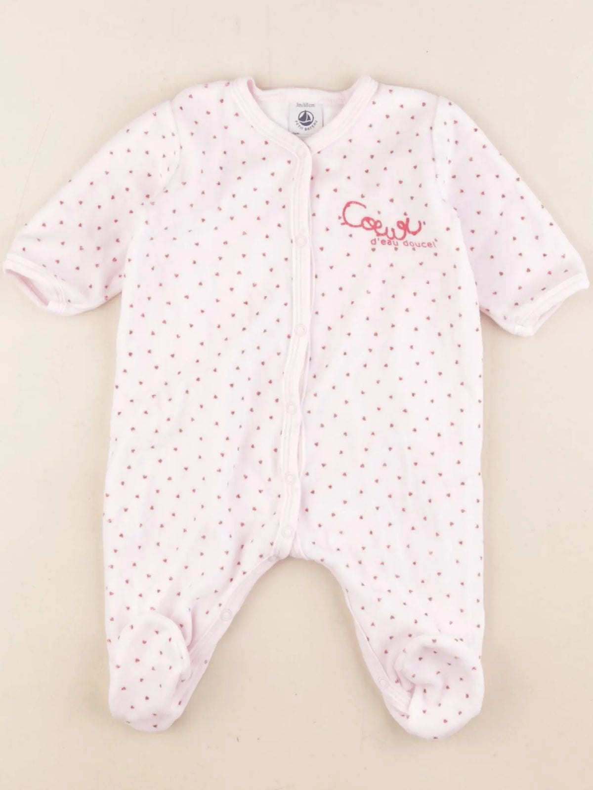 Petit Bateau - pyjama velours rose - 3 mois