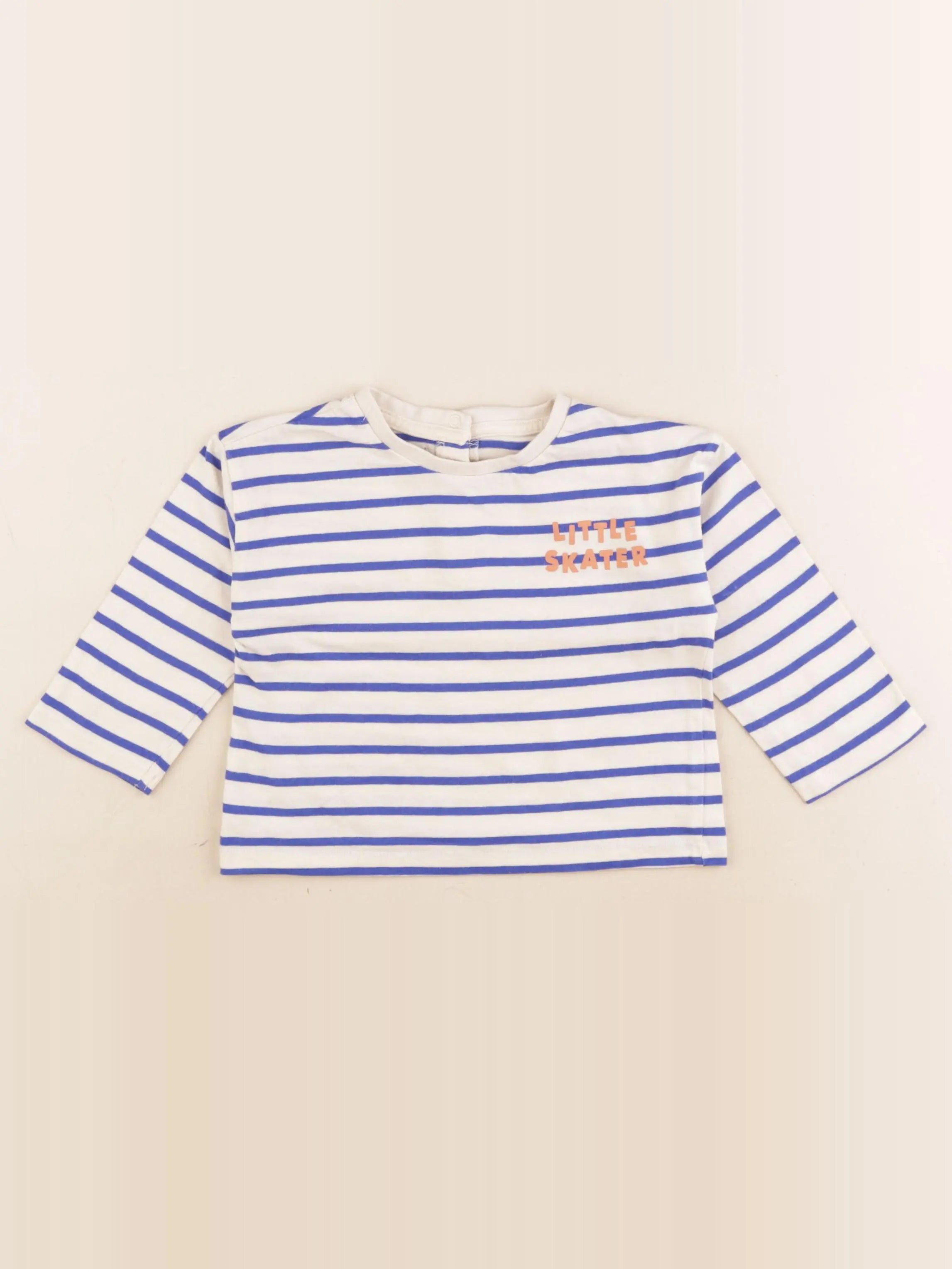 Vertbaudet - tee-shirt bleu, beige - 18 mois
