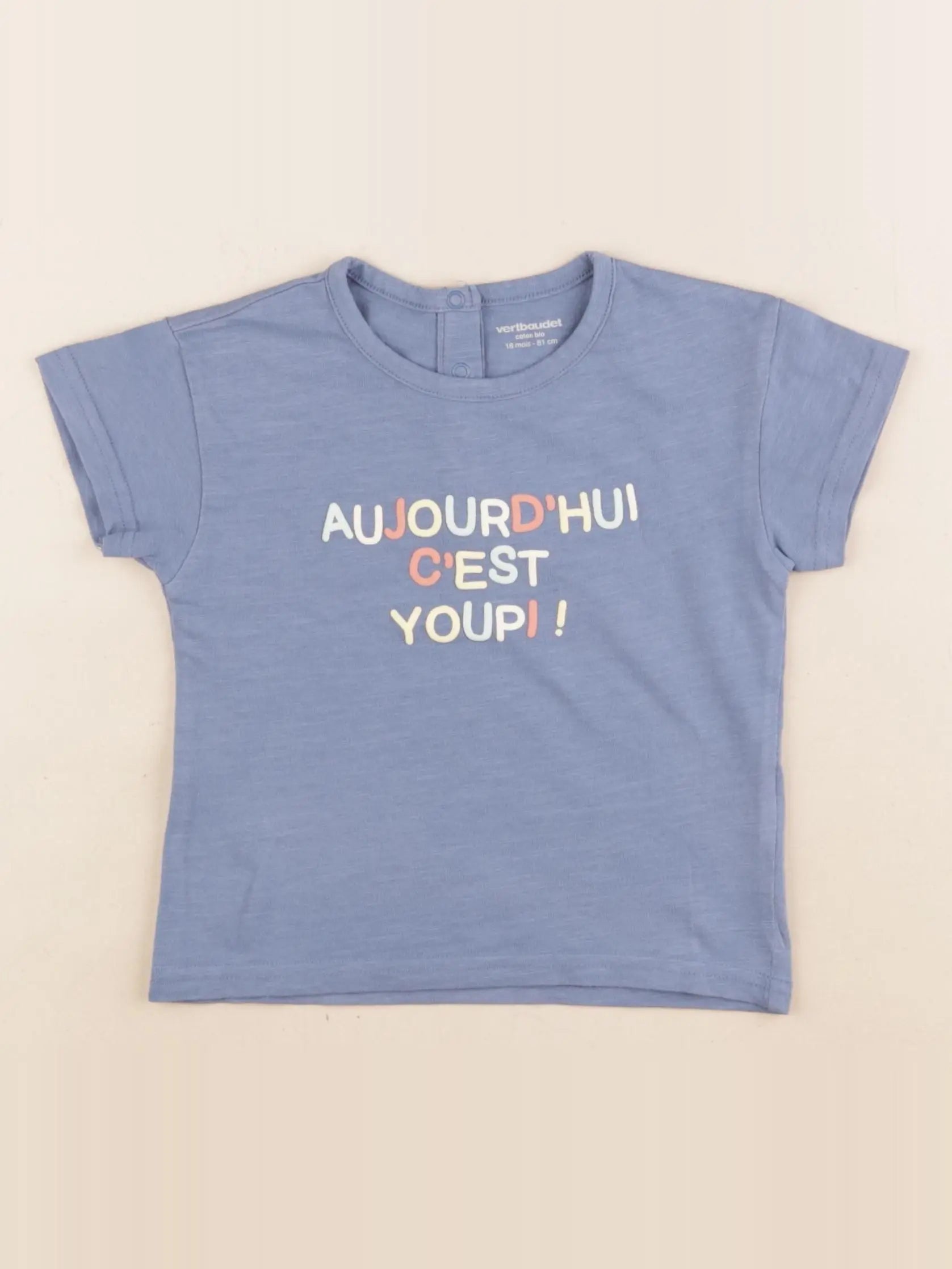 Vertbaudet - tee-shirt bleu - 18 mois
