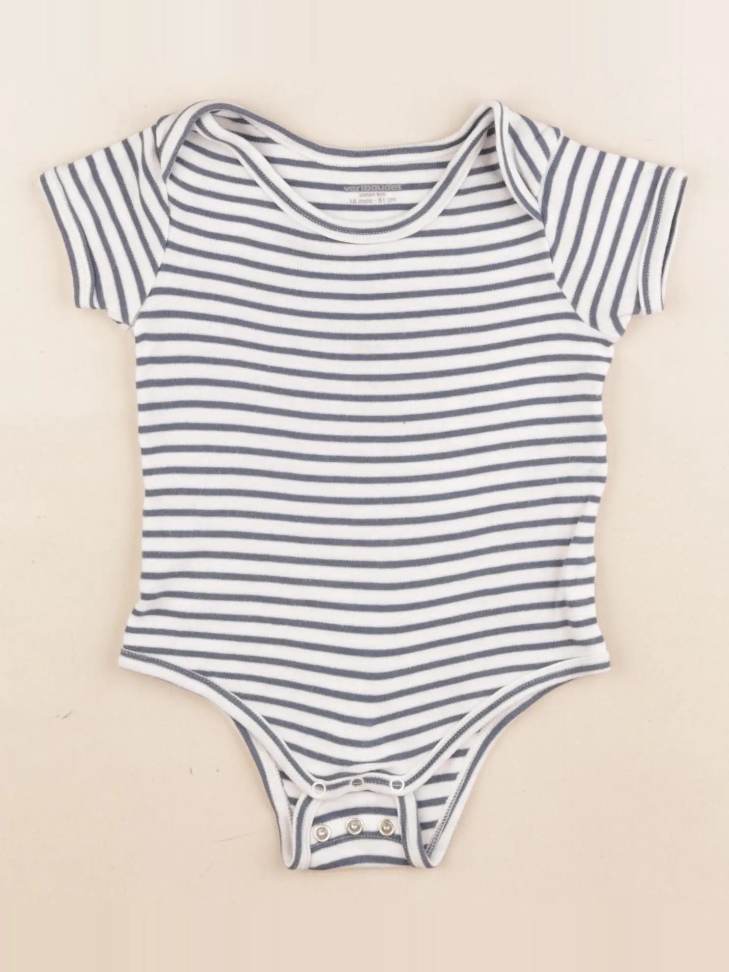 Vertbaudet - body bleu, blanc - 18 mois