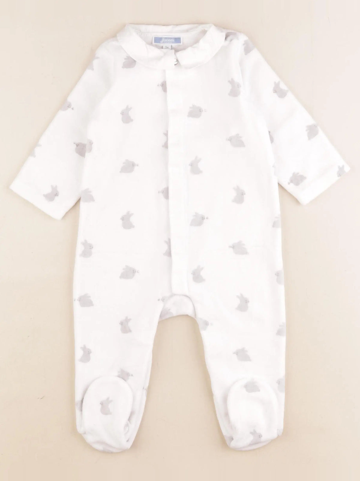 Jacadi - pyjama velours blanc, gris - 9 mois