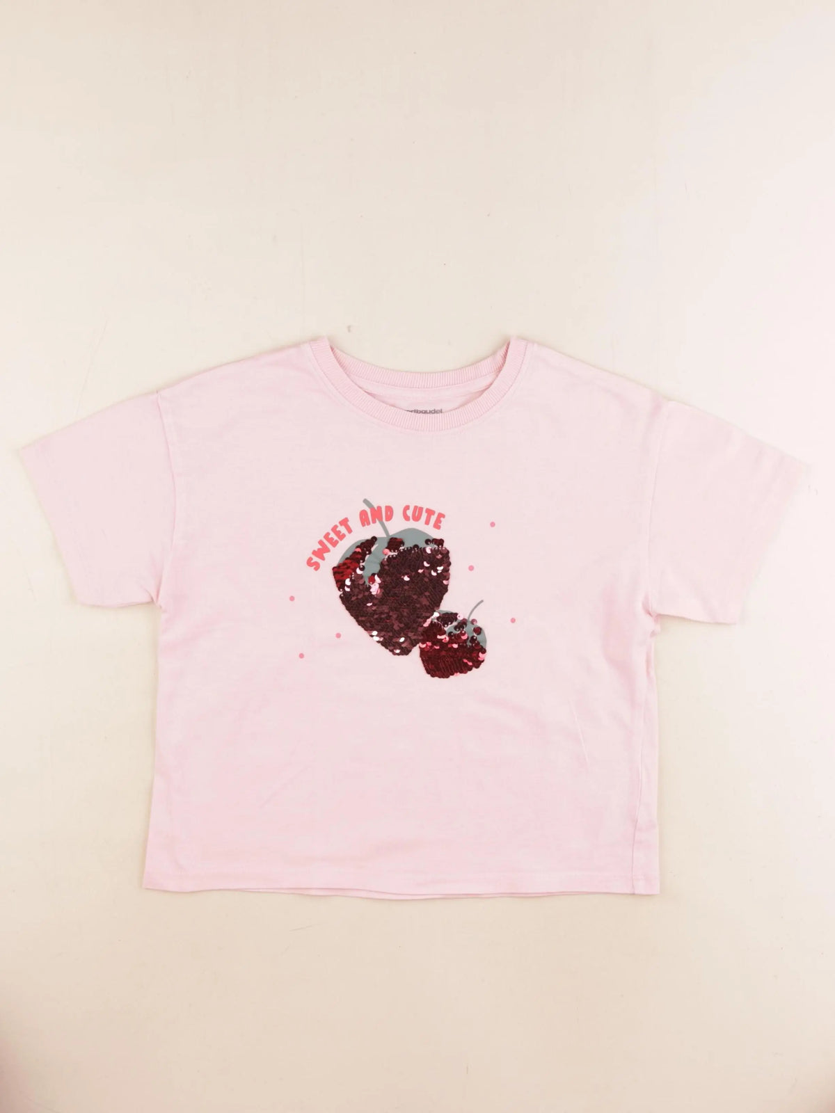 Vertbaudet - tee-shirt coton rose - 8 ans