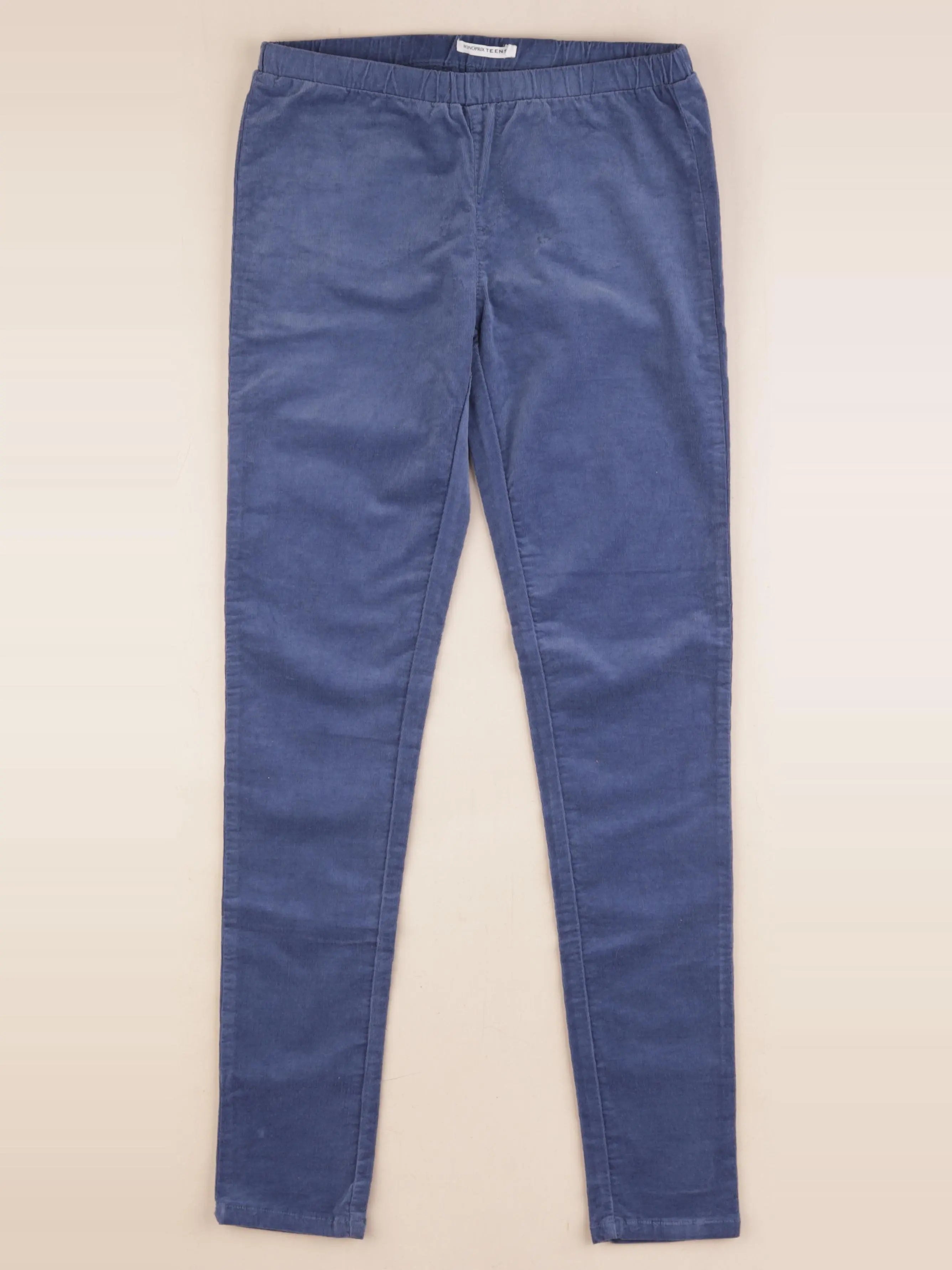 Monoprix - jegging velours bleu - 12 ans