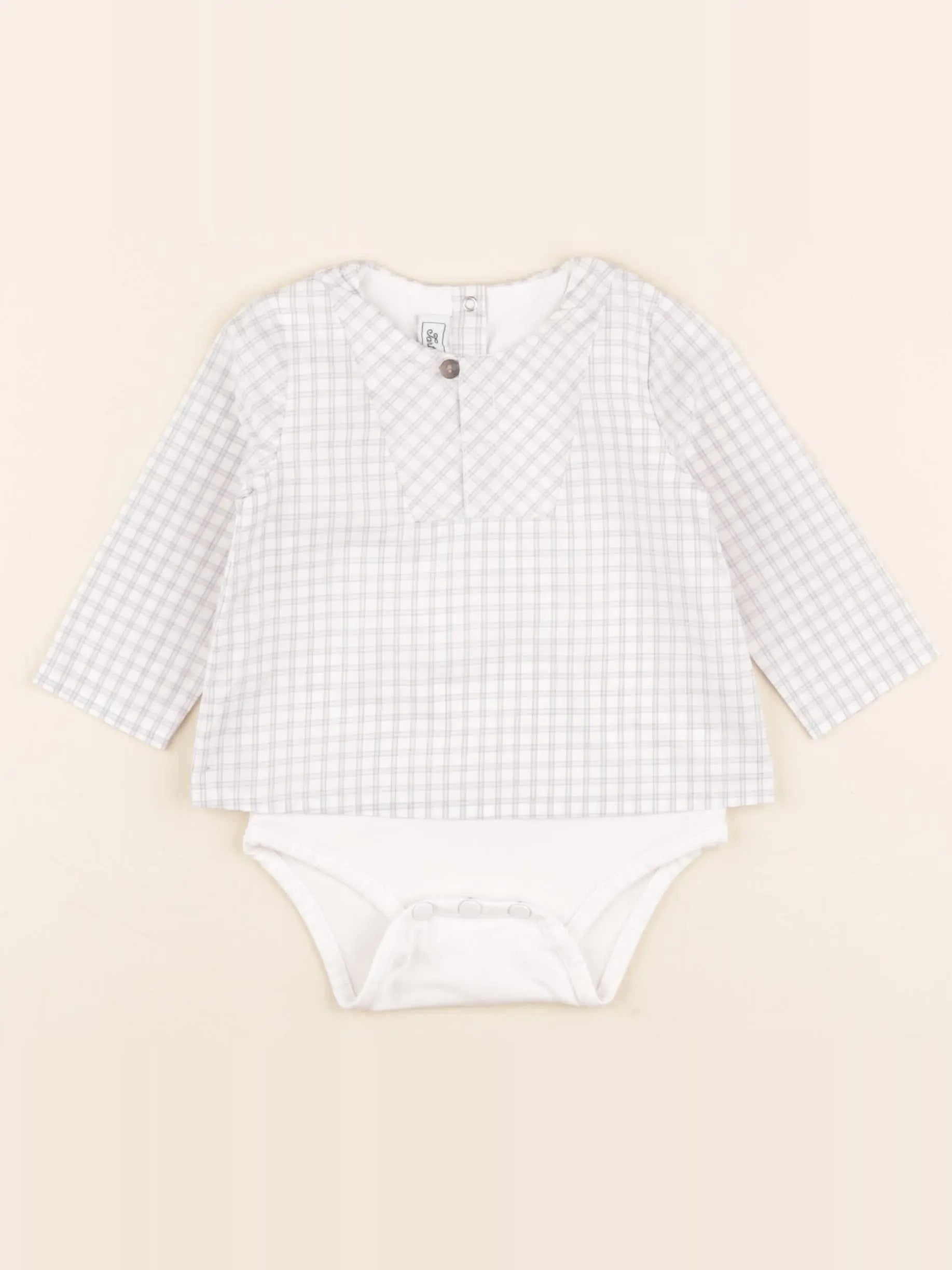 Tartine & Chocolat - body chemise  blanc, bleu - 6 mois