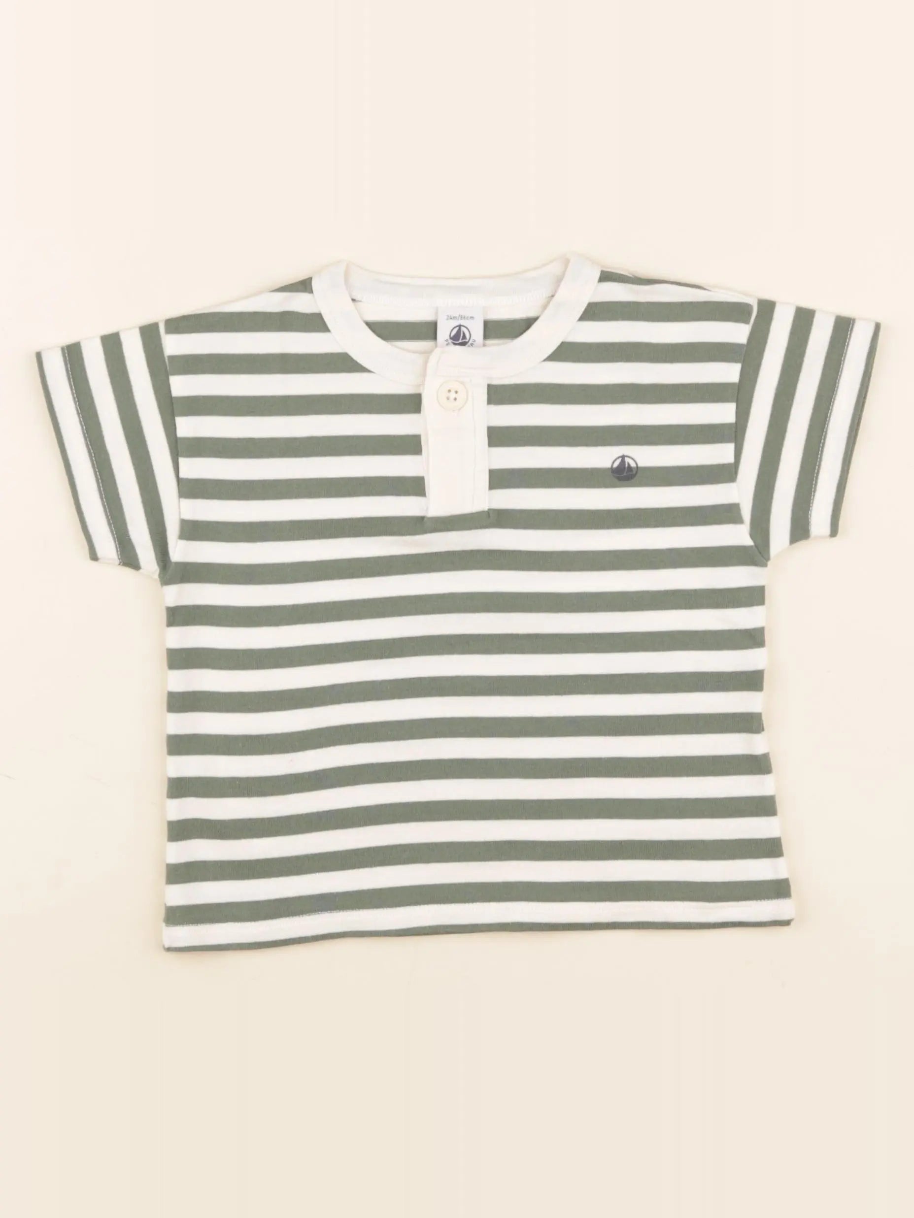 Petit Bateau - tee-shirt beige, vert - 24 mois