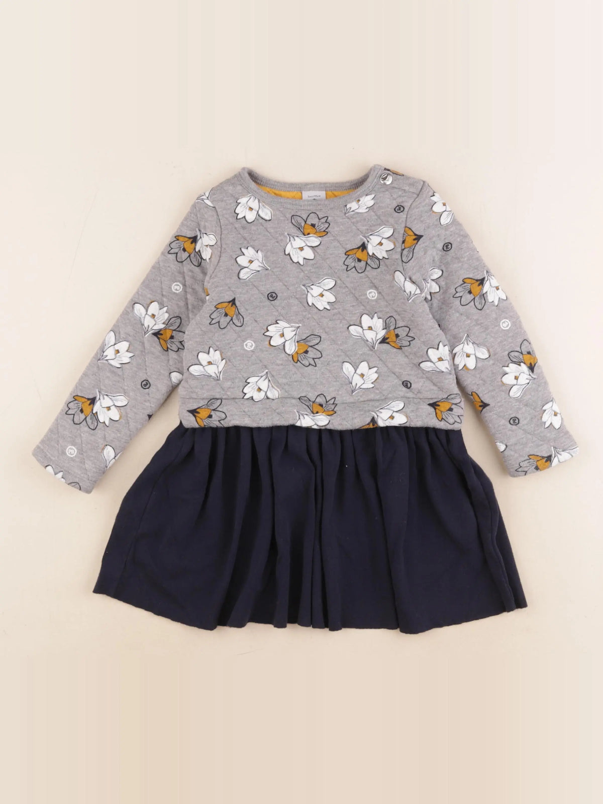 Petit Bateau - robe gris, bleu - 3 ans