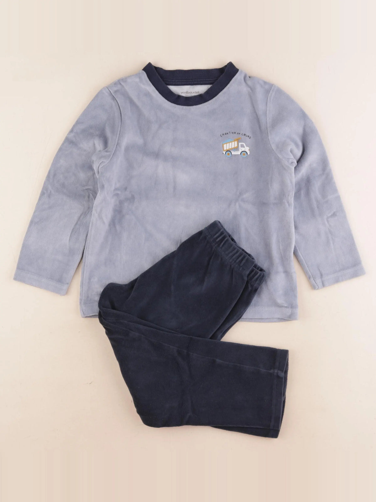 Vertbaudet - pyjama velours bleu - 5 ans