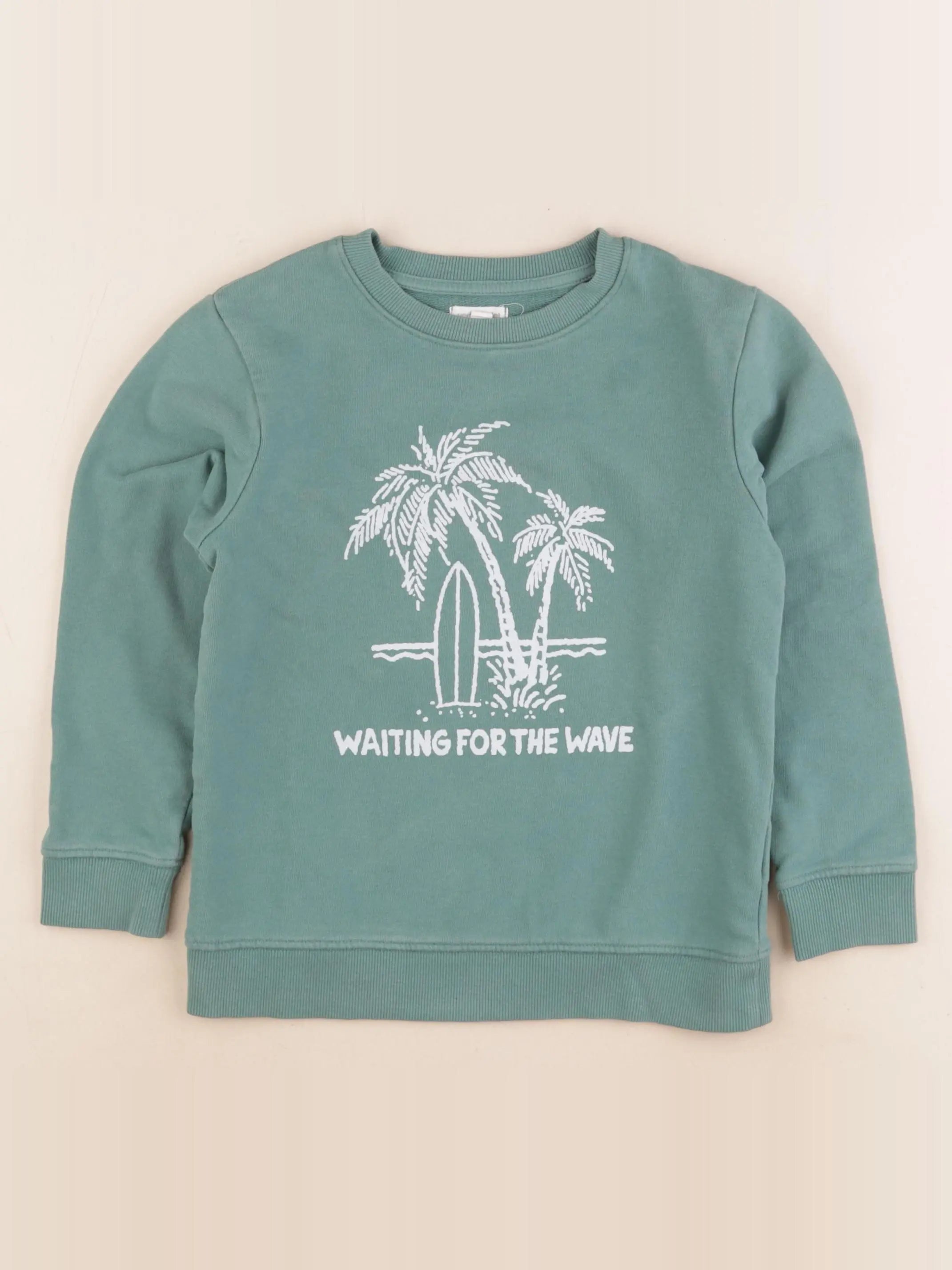 Vertbaudet - sweat vert - 8 ans