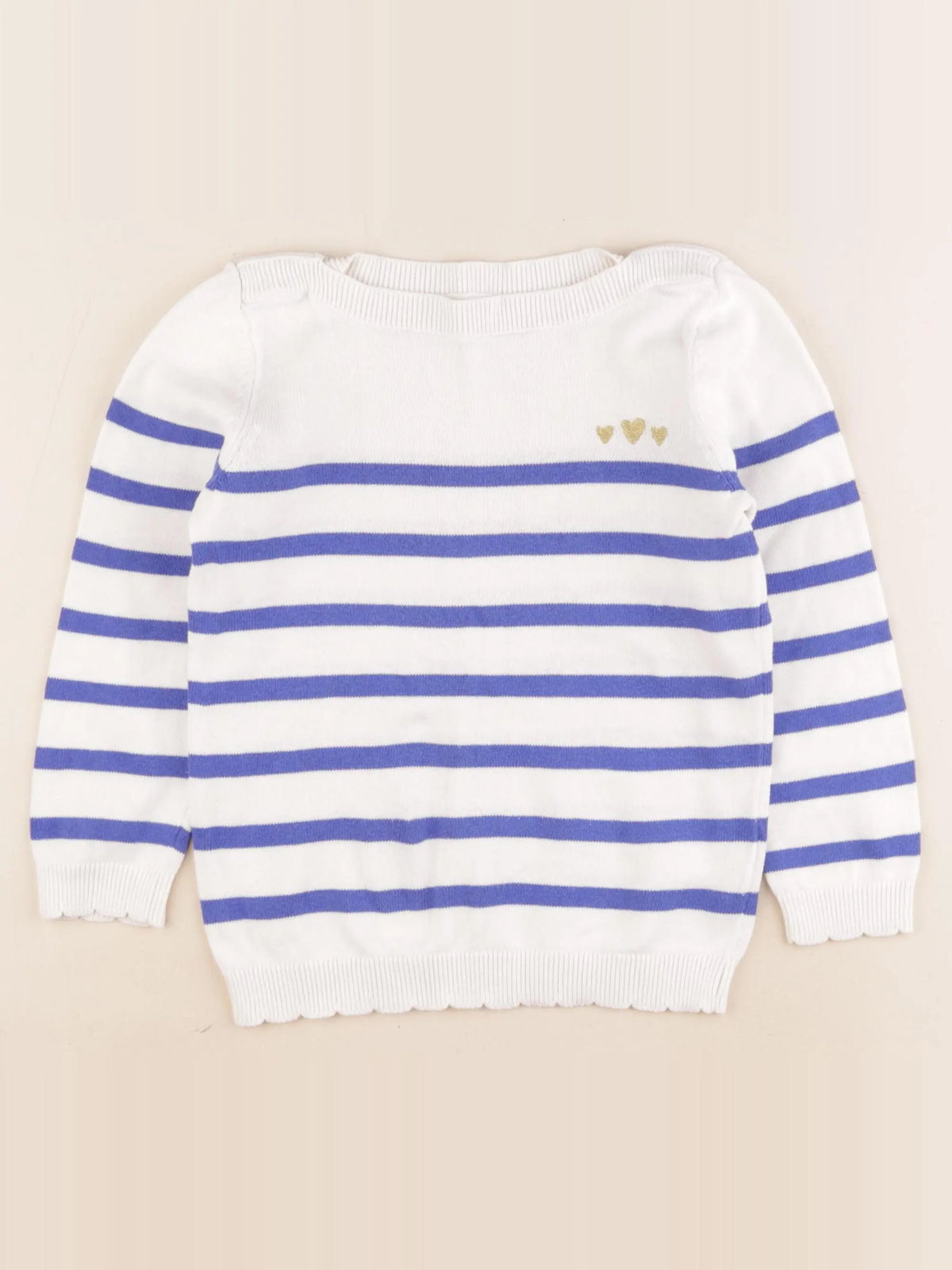 Vertbaudet - pull bleu, blanc - 6 ans