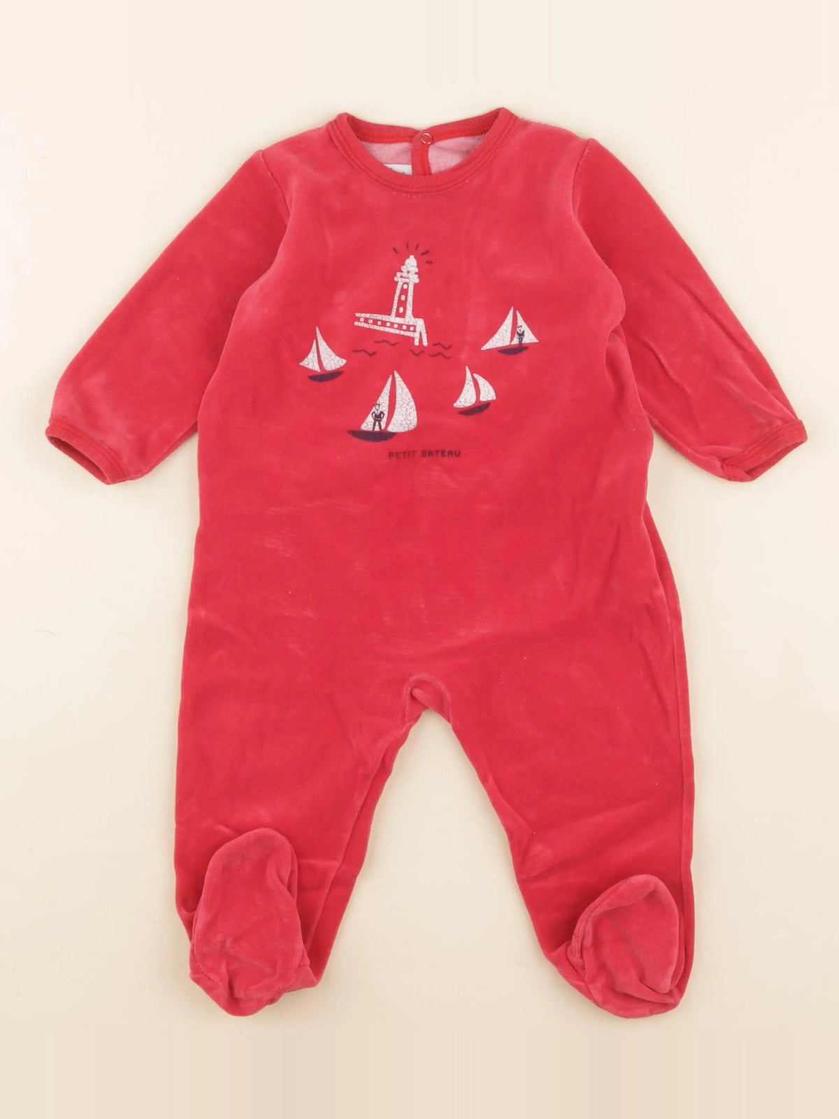 Petit Bateau - pyjama velours rouge - 12 mois