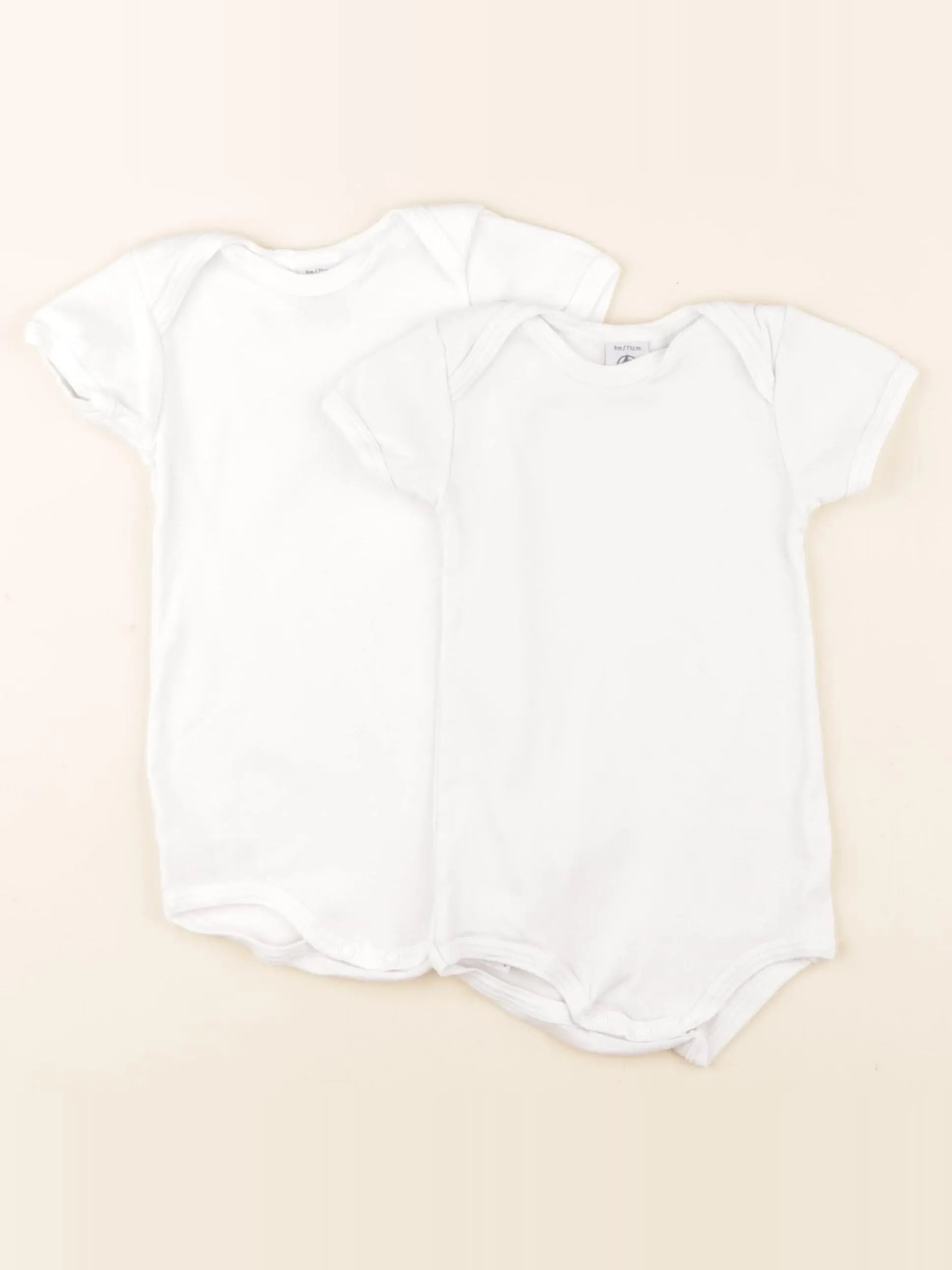 Petit Bateau - lot de 2 bodies en coton blanc - 9 mois