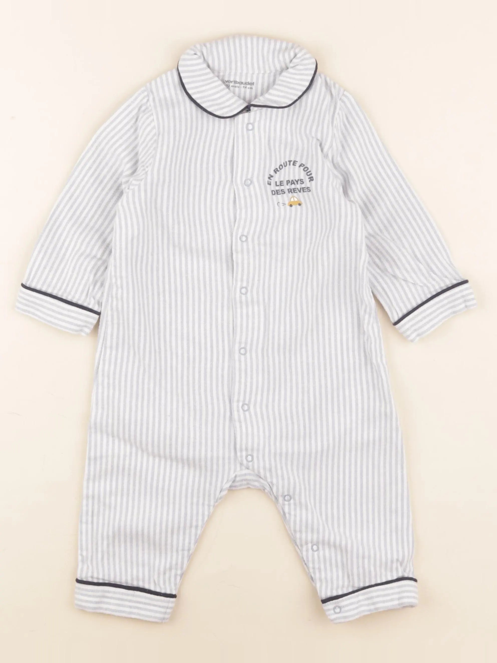 Vertbaudet - pyjama coton bleu - 12 mois