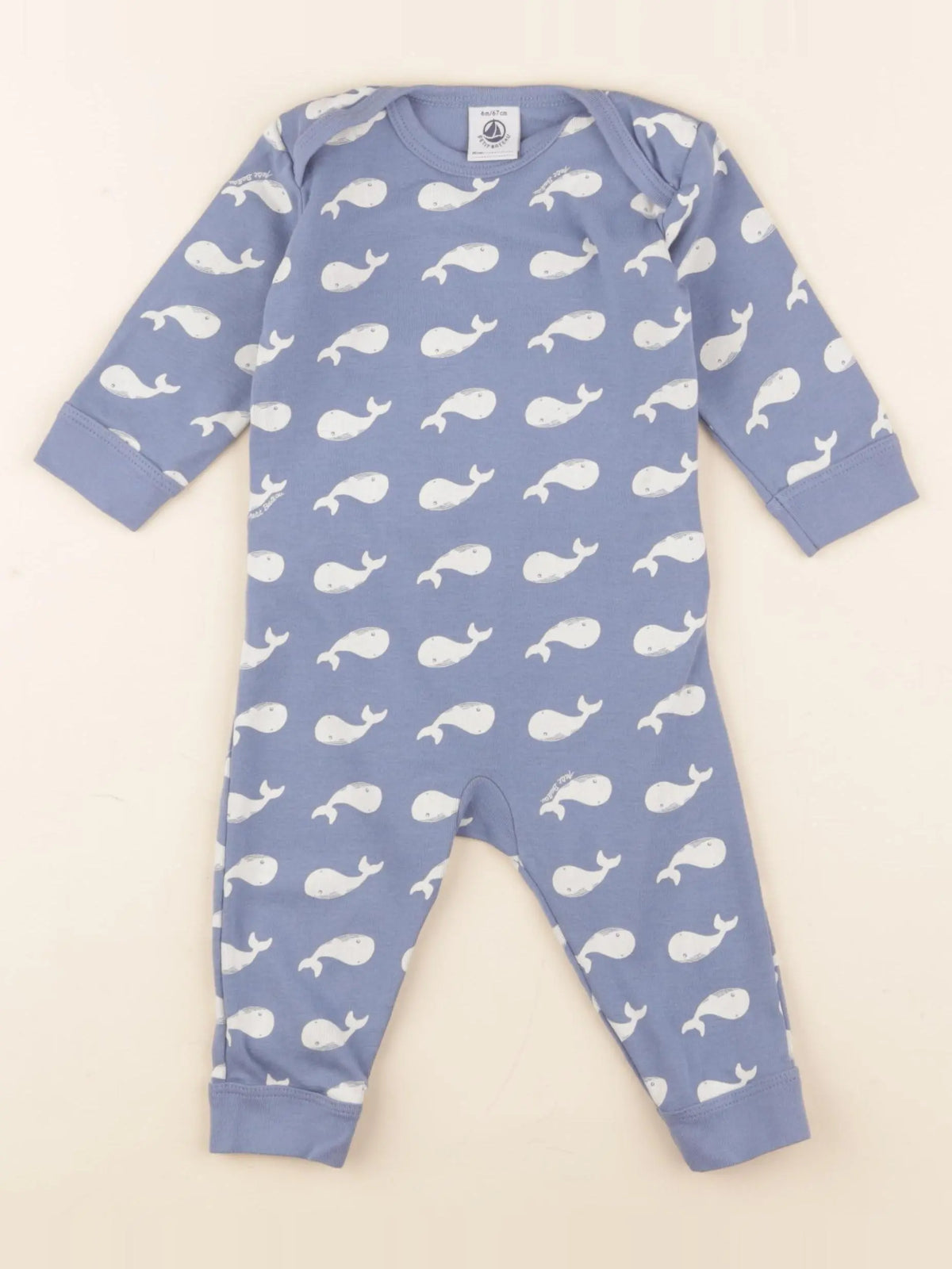 Petit Bateau - pyjama coton bleu - 6 mois