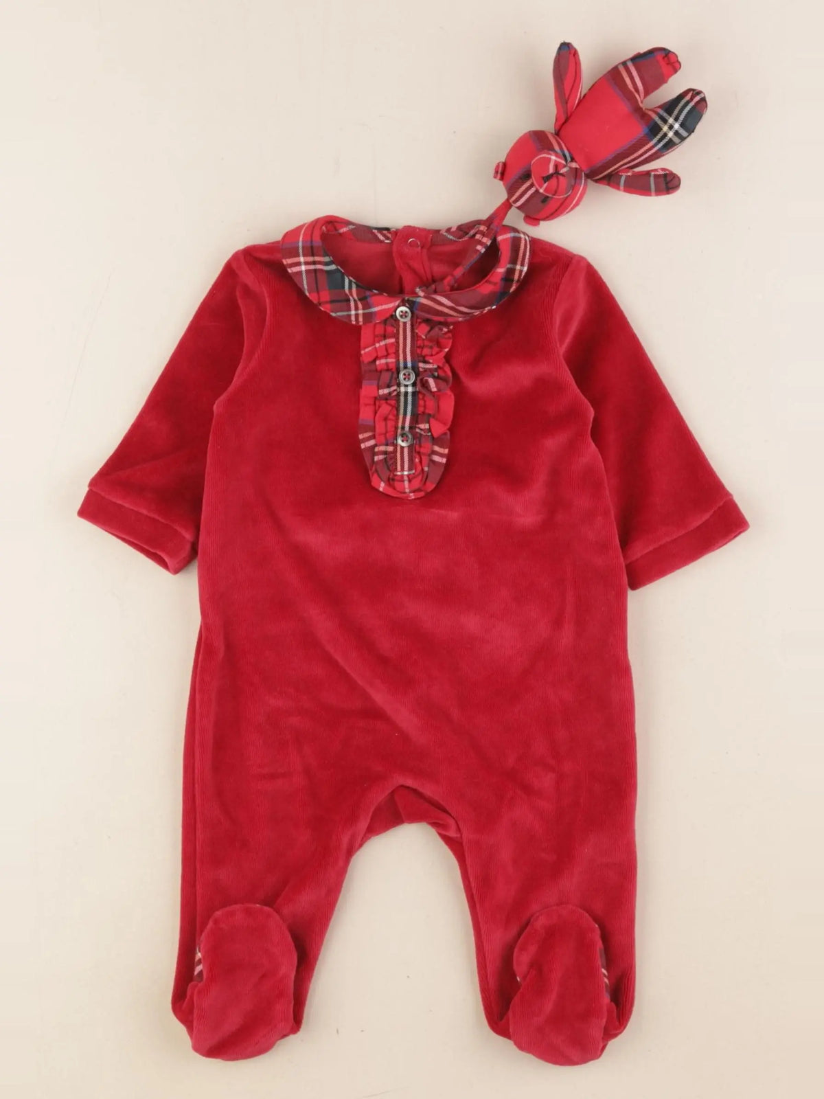 Jacadi - pyjama velours rouge - 3 mois