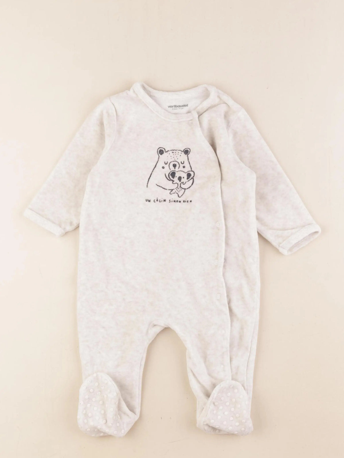 Vertbaudet - pyjama velours beige - 9 mois