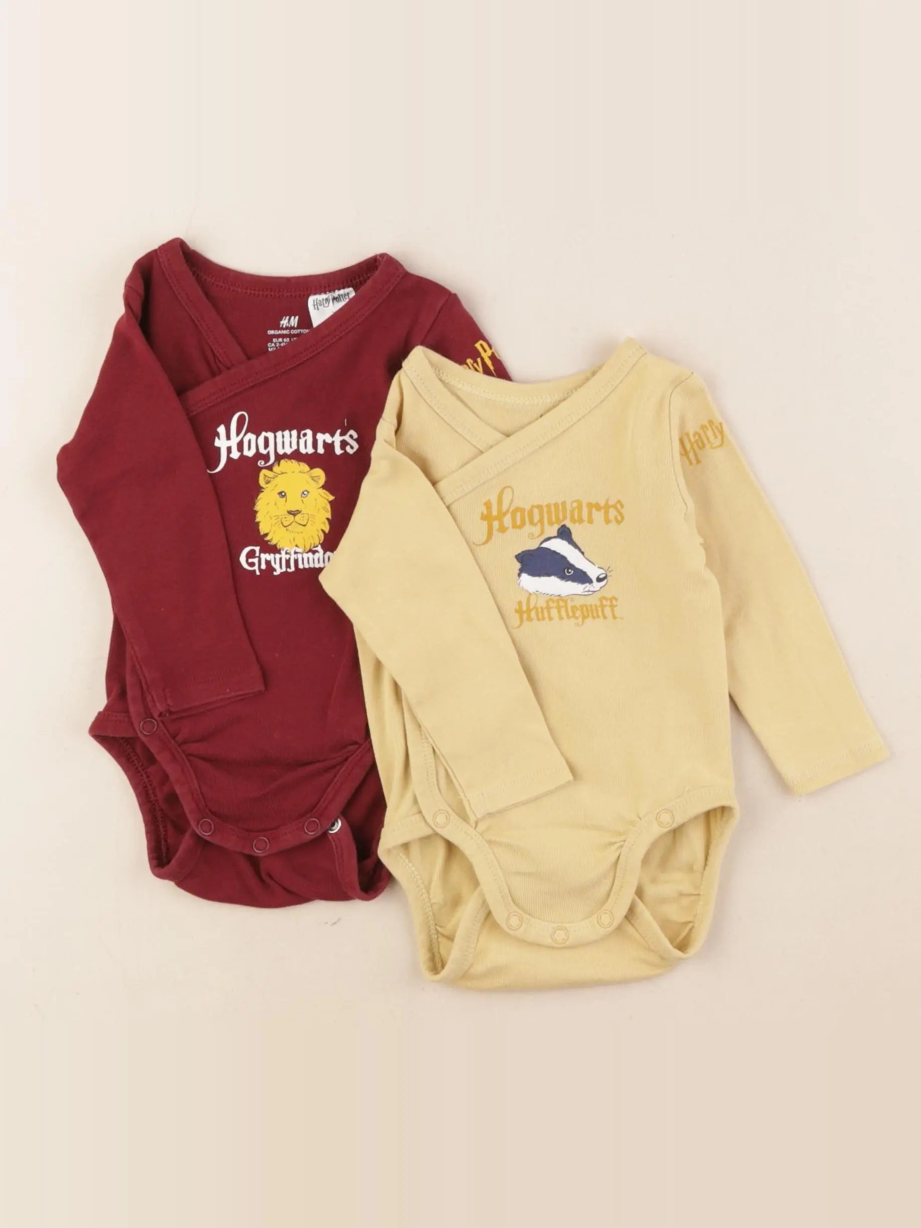 H&M - lot de 2 bodies en coton jaune, rouge - 2/4 mois