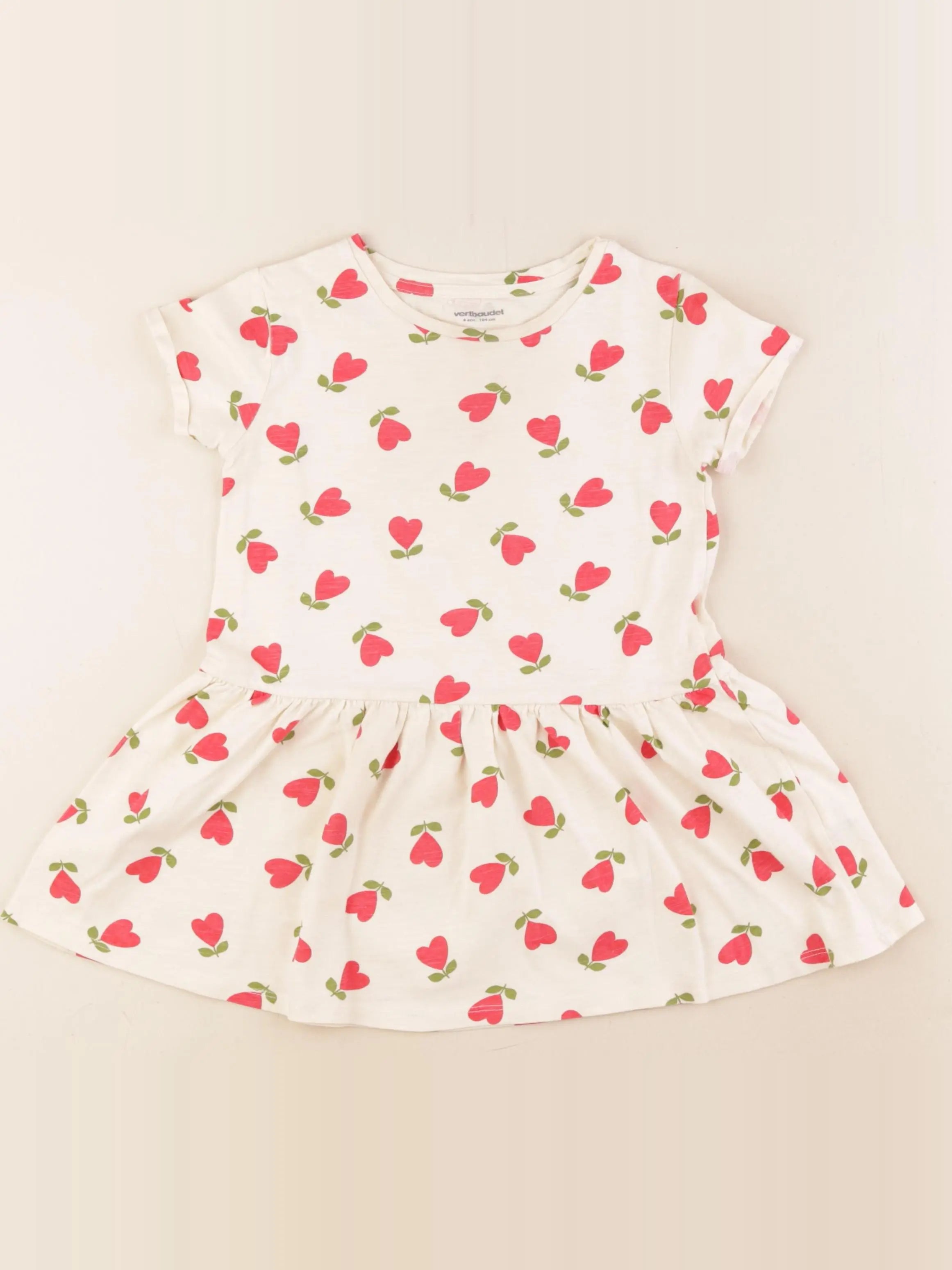 Vertbaudet - robe blanc, rouge - 4 ans