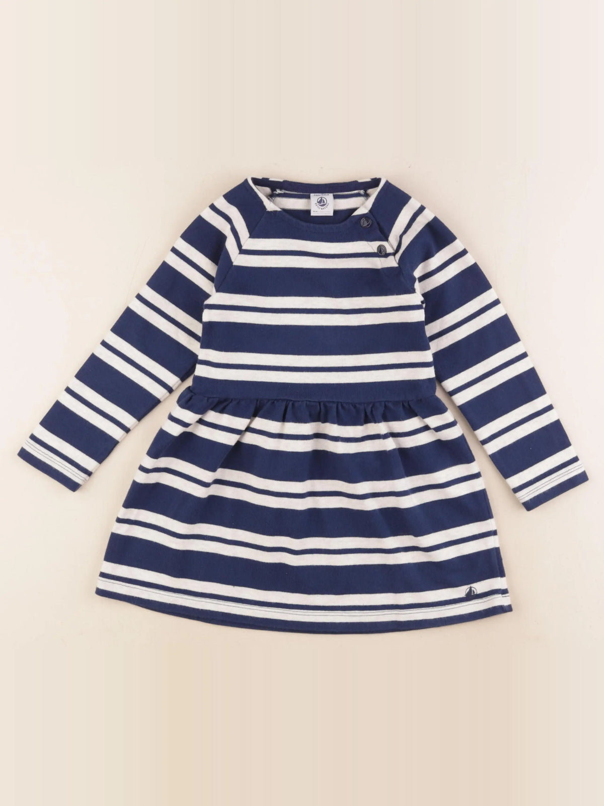 Petit Bateau - robe blanc, bleu - 4 ans