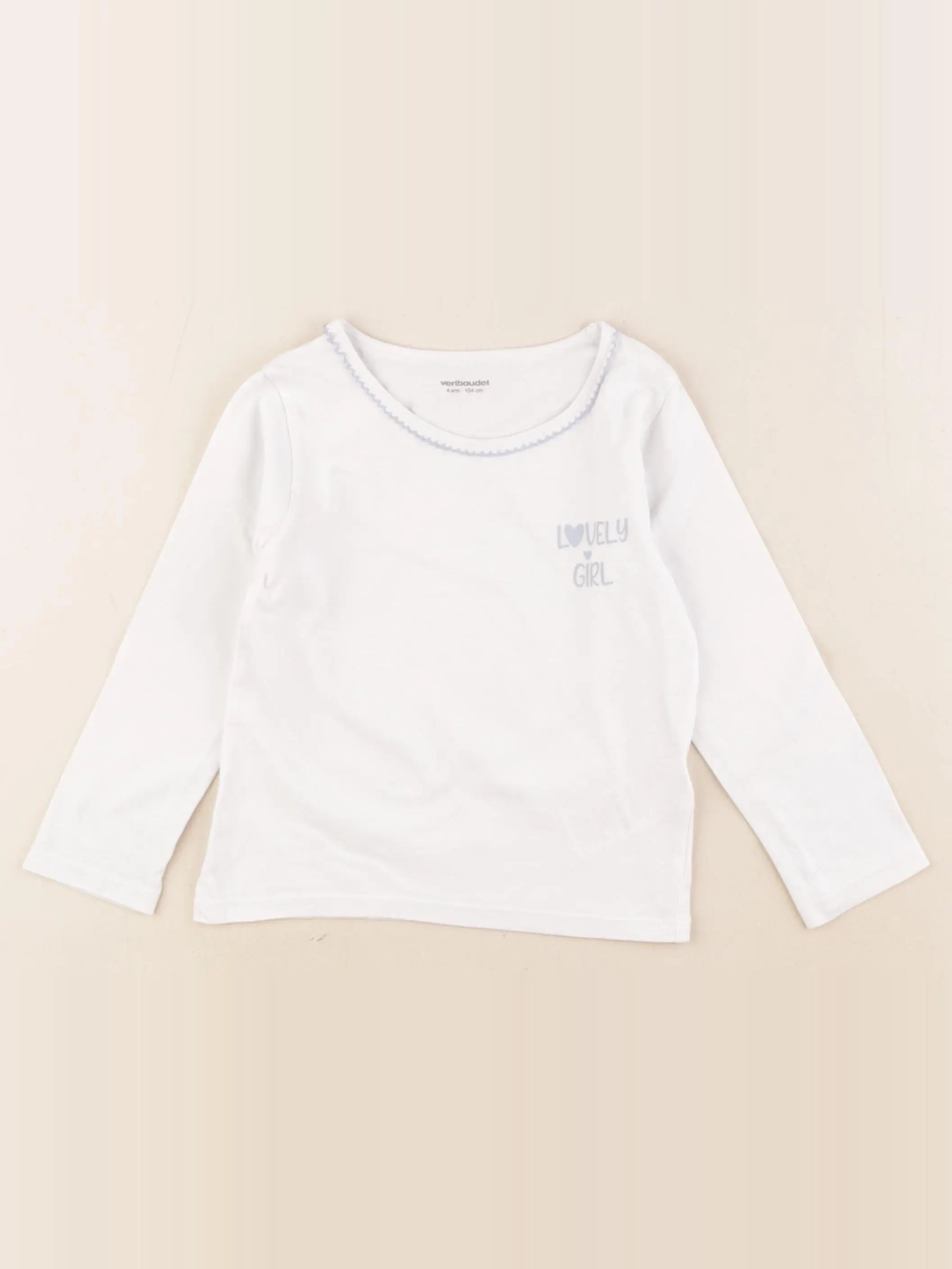 Vertbaudet - maillot de corps blanc, bleu - 4 ans