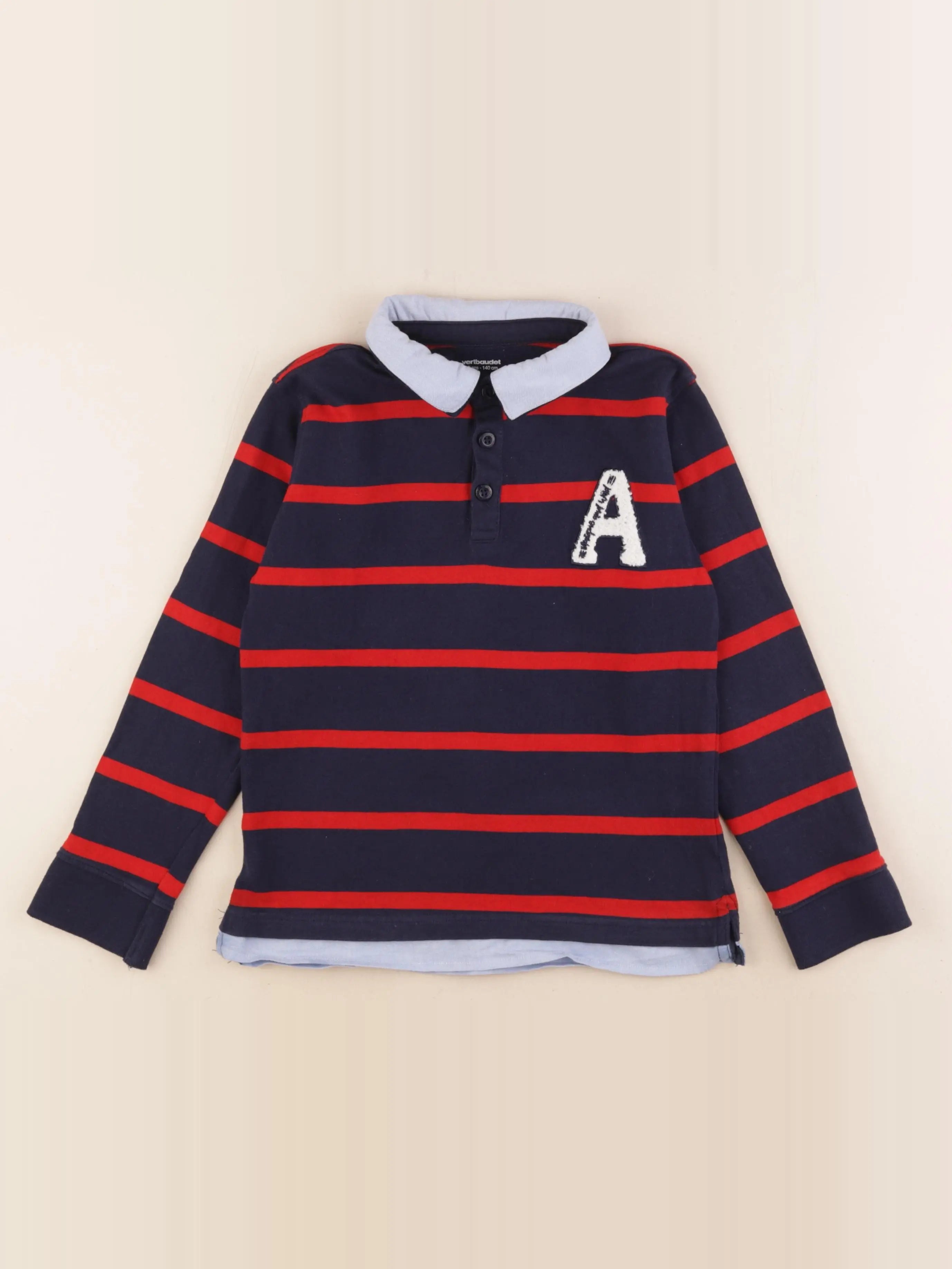 Vertbaudet - polo bleu, rouge - 10 ans