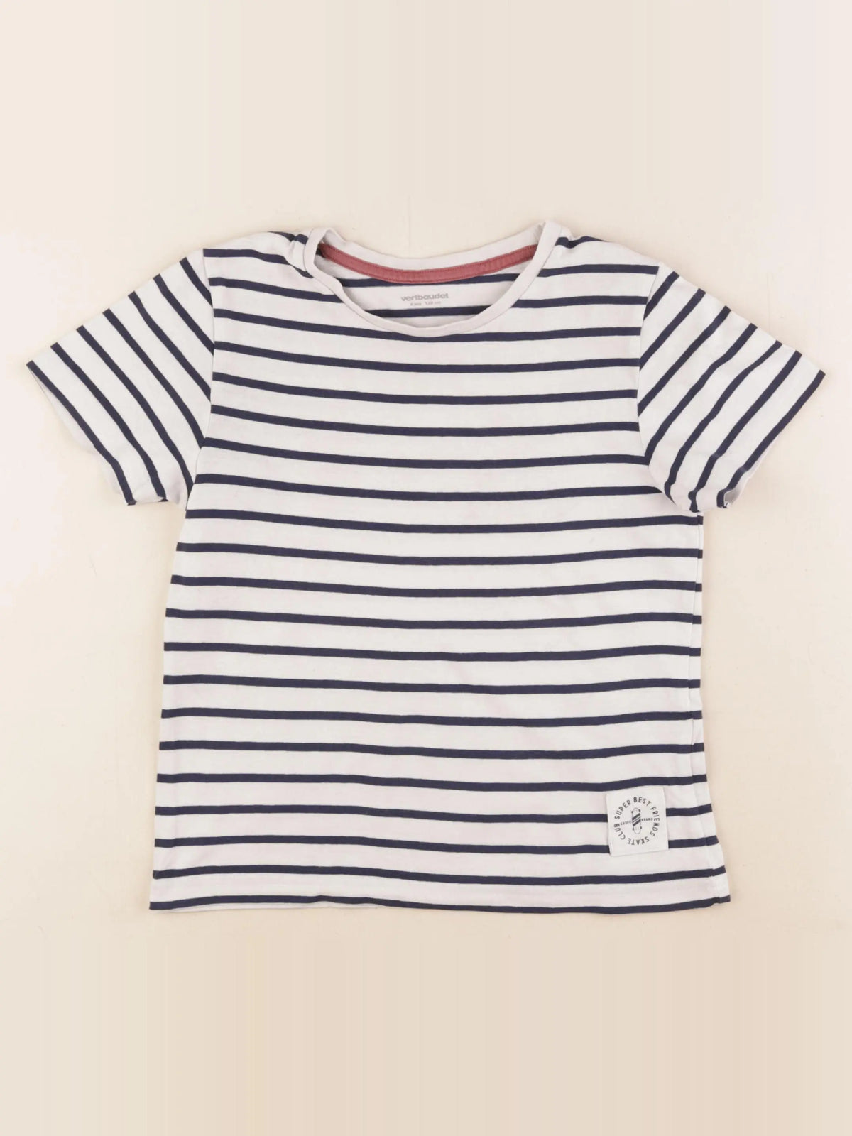 Vertbaudet - tee-shirt beige, bleu - 8 ans