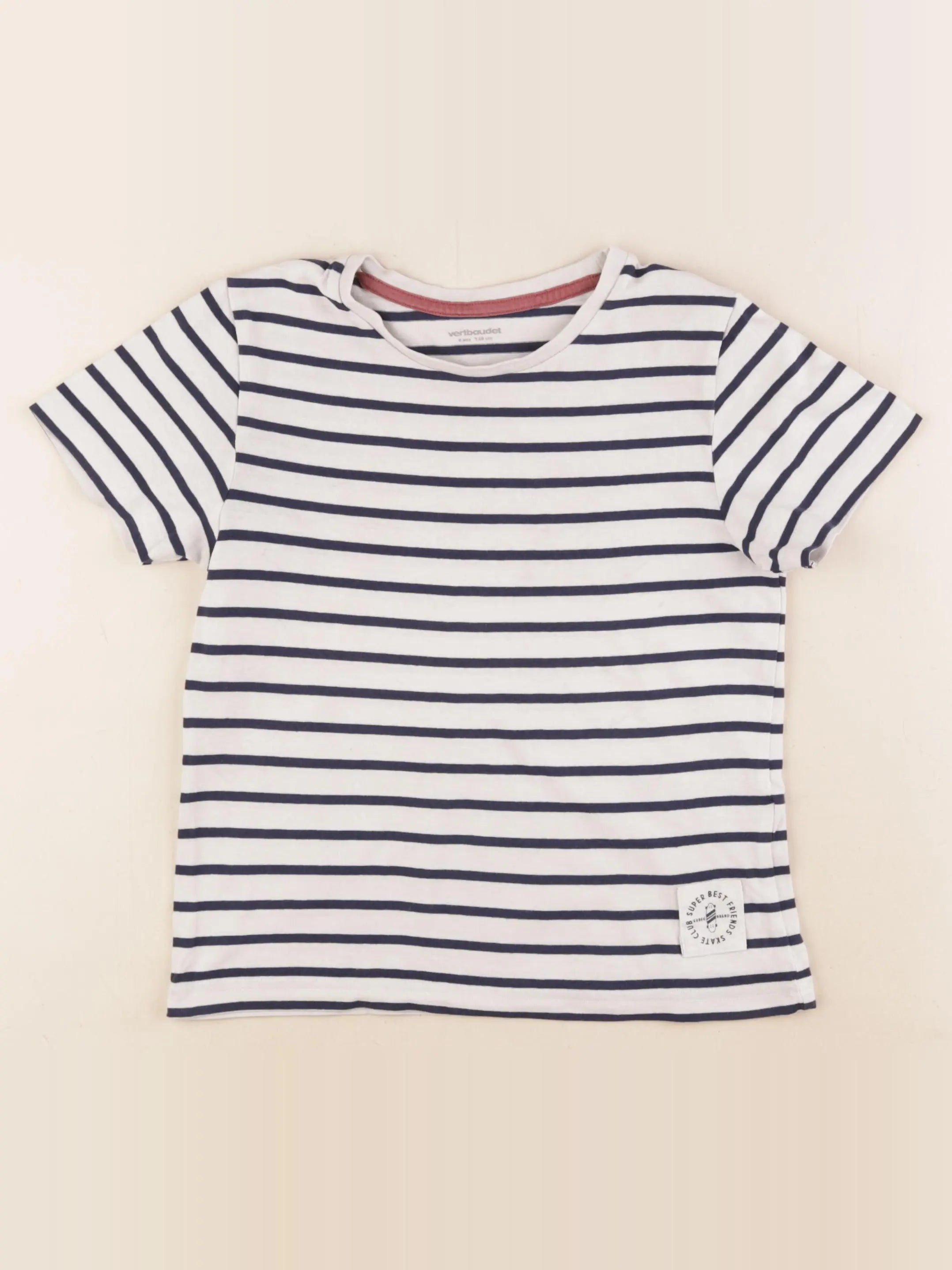 Vertbaudet - tee-shirt beige, bleu - 8 ans