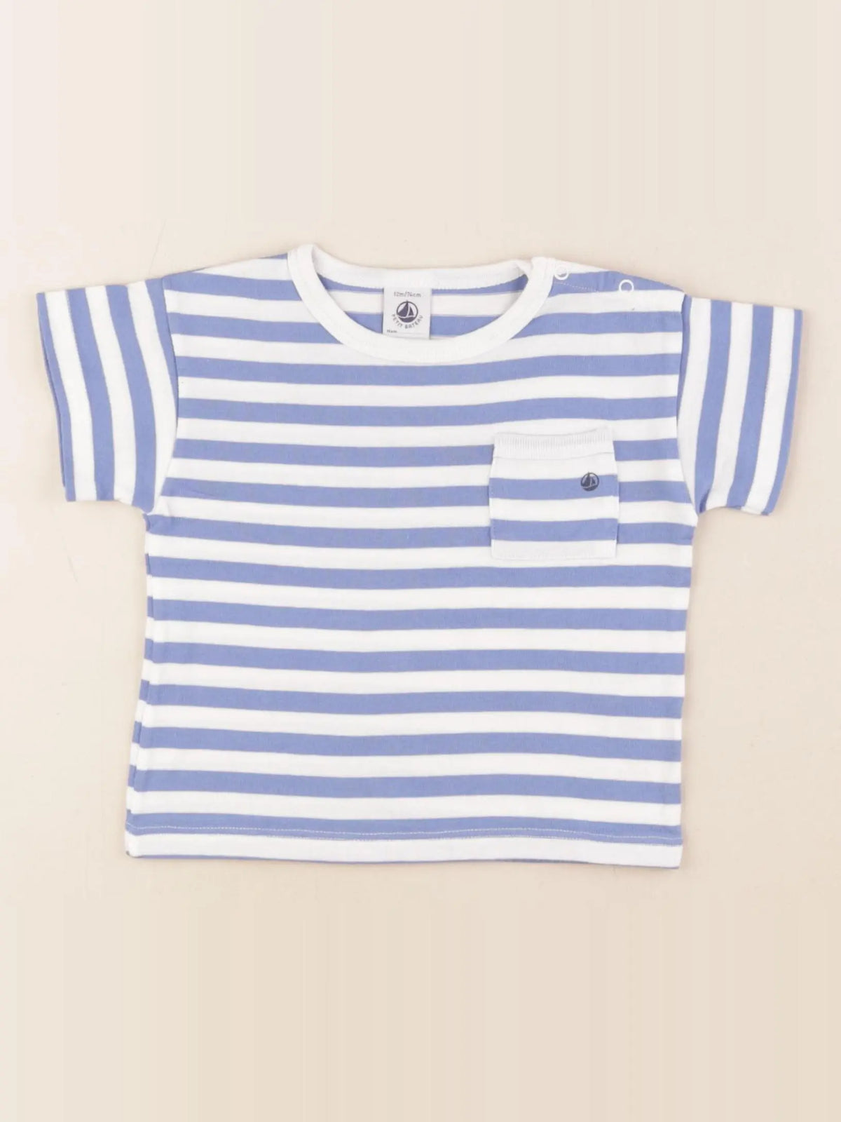 Petit Bateau - tee-shirt bleu - 12 mois