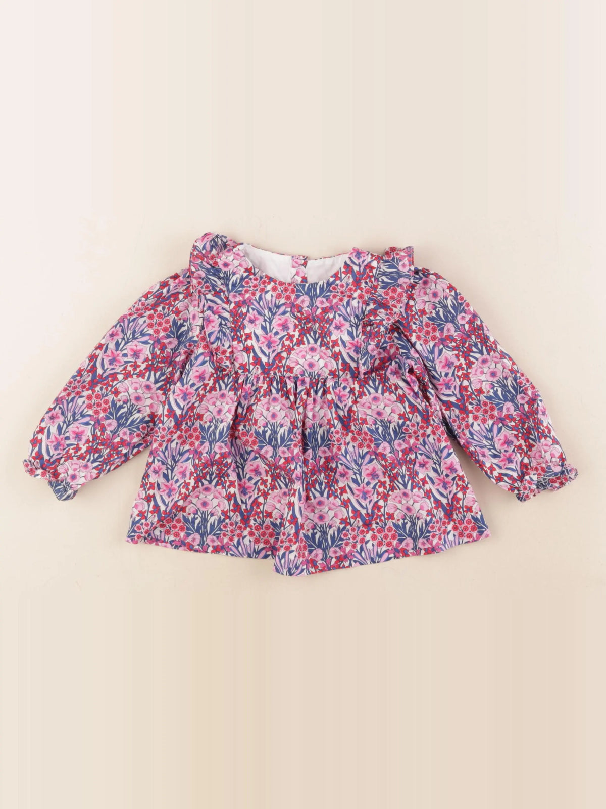 Jacadi - blouse liberty bleu, rose - 18 mois