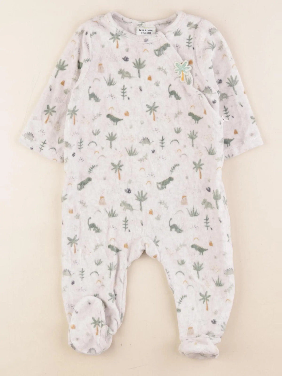 Tape à l'oeil - pyjama velours beige, vert - 6 mois