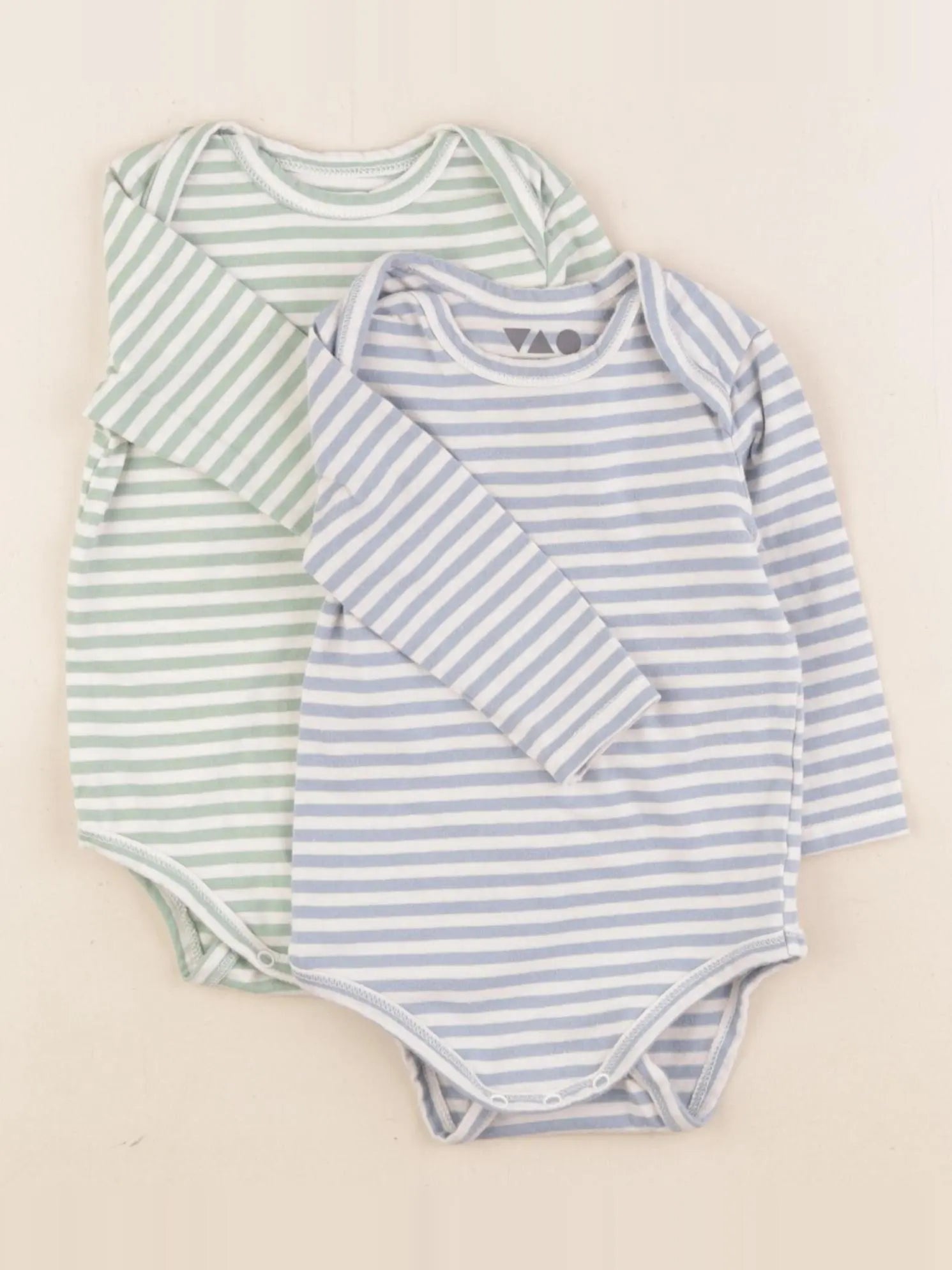 Tape à l'oeil - lot de 2 bodies en coton bleu, vert - 6 mois