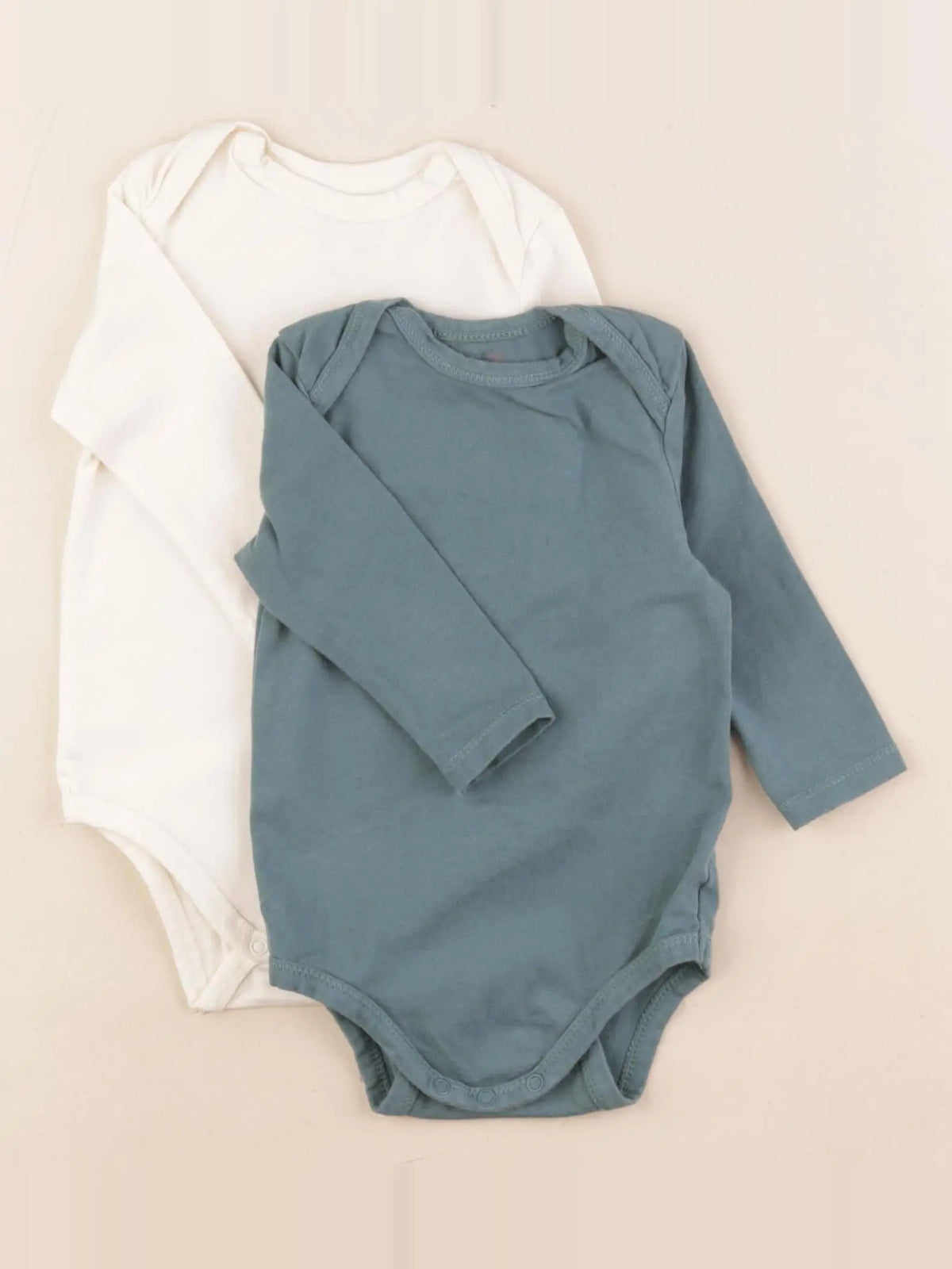 Tape à l'oeil - lot de 2 bodies en coton vert, beige - 6 mois