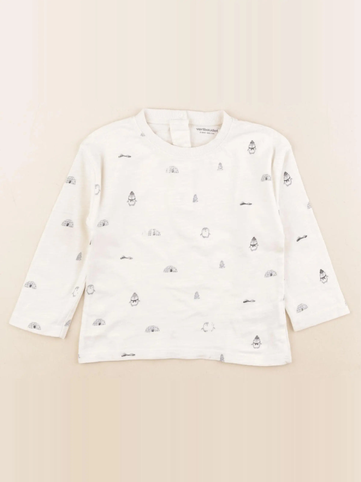 Vertbaudet - tee-shirt bleu, beige - 2 ans