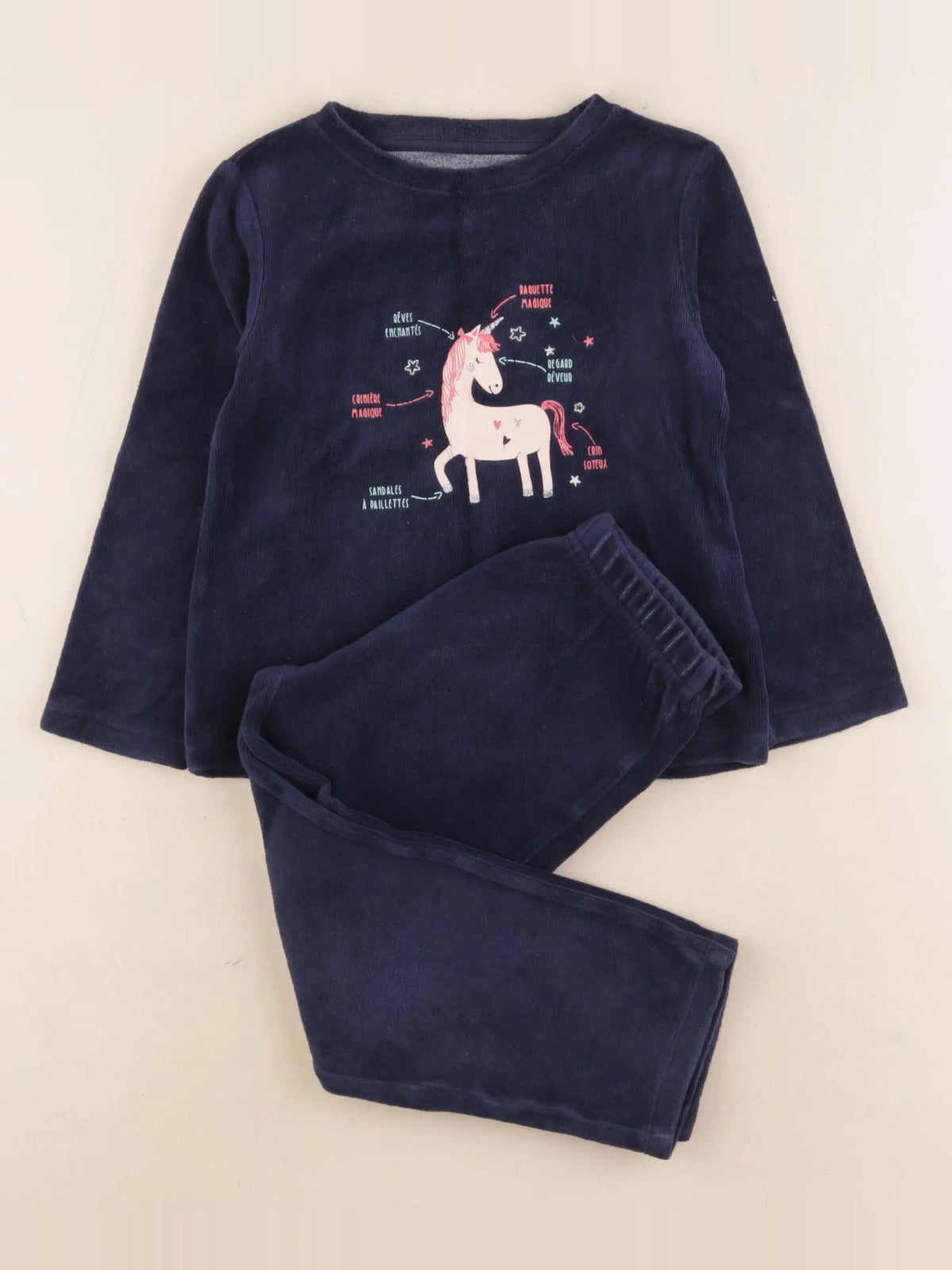 Vertbaudet - pyjama velours bleu - 4 ans